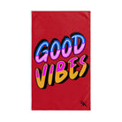 Neon Rainbow Good Vibes Red Cum Towel