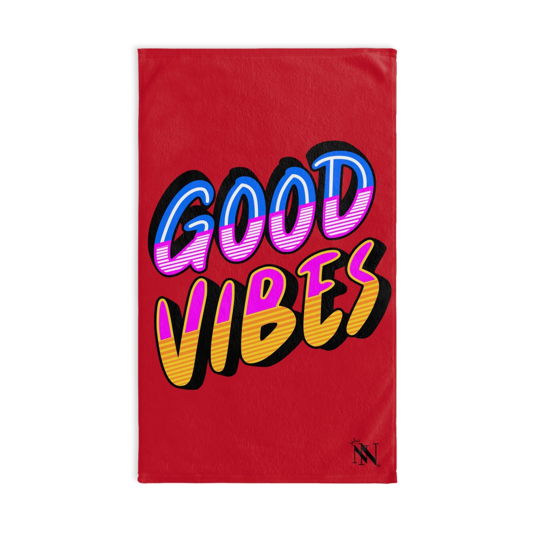 Neon Rainbow Good Vibes Red Cum Towel
