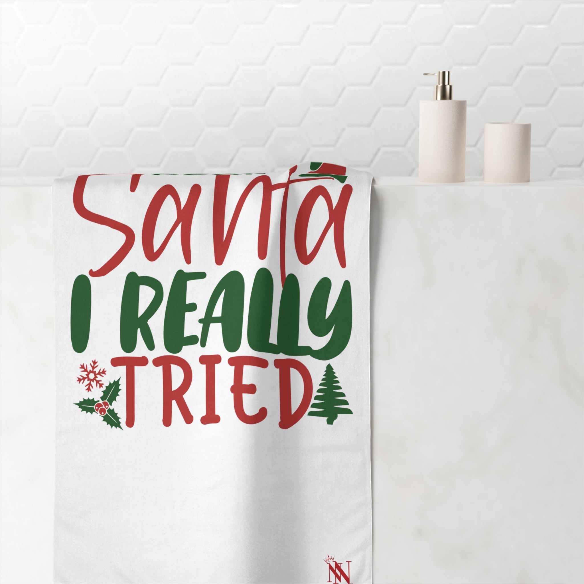 Dear Santa I Really Tried | Mix & Match XL Fun-Flirty Lovers’ Towels
