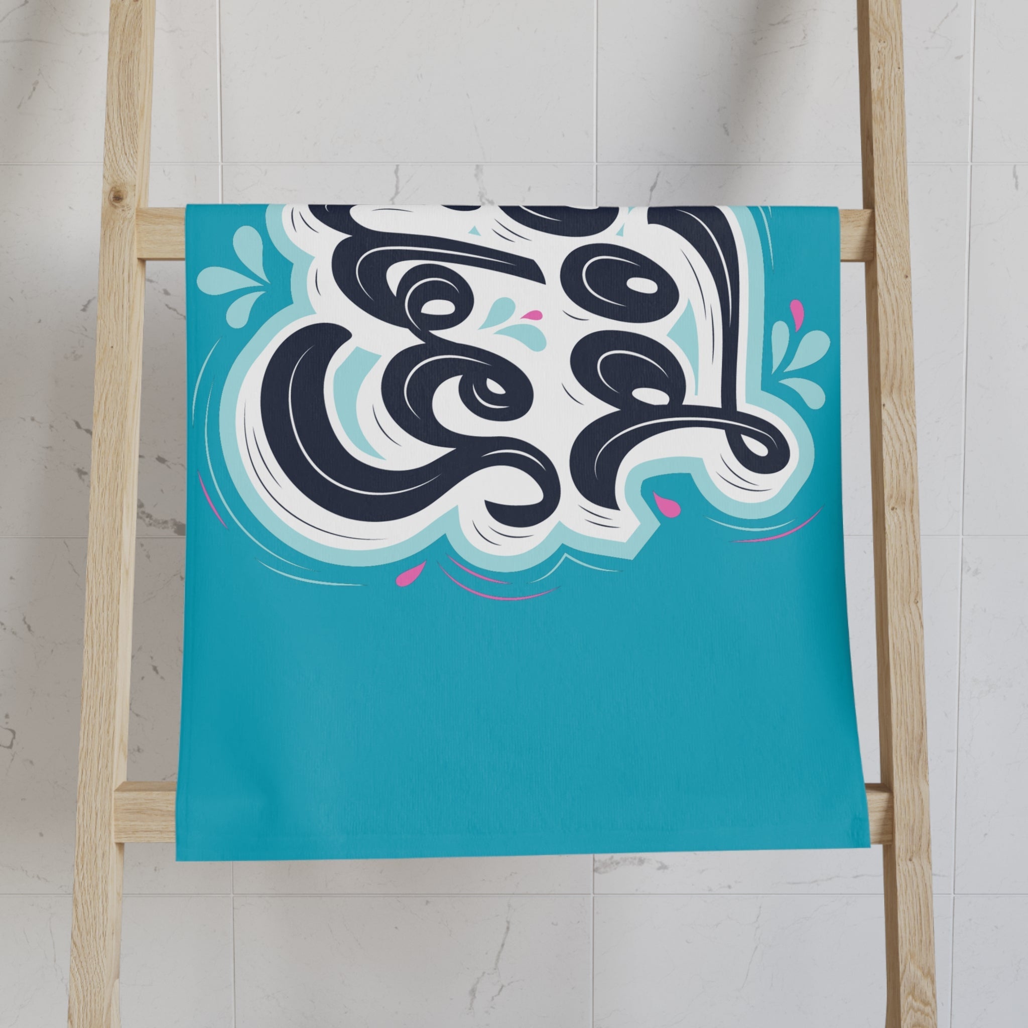 Good Vibes Blue Splash Teal Cum Towel