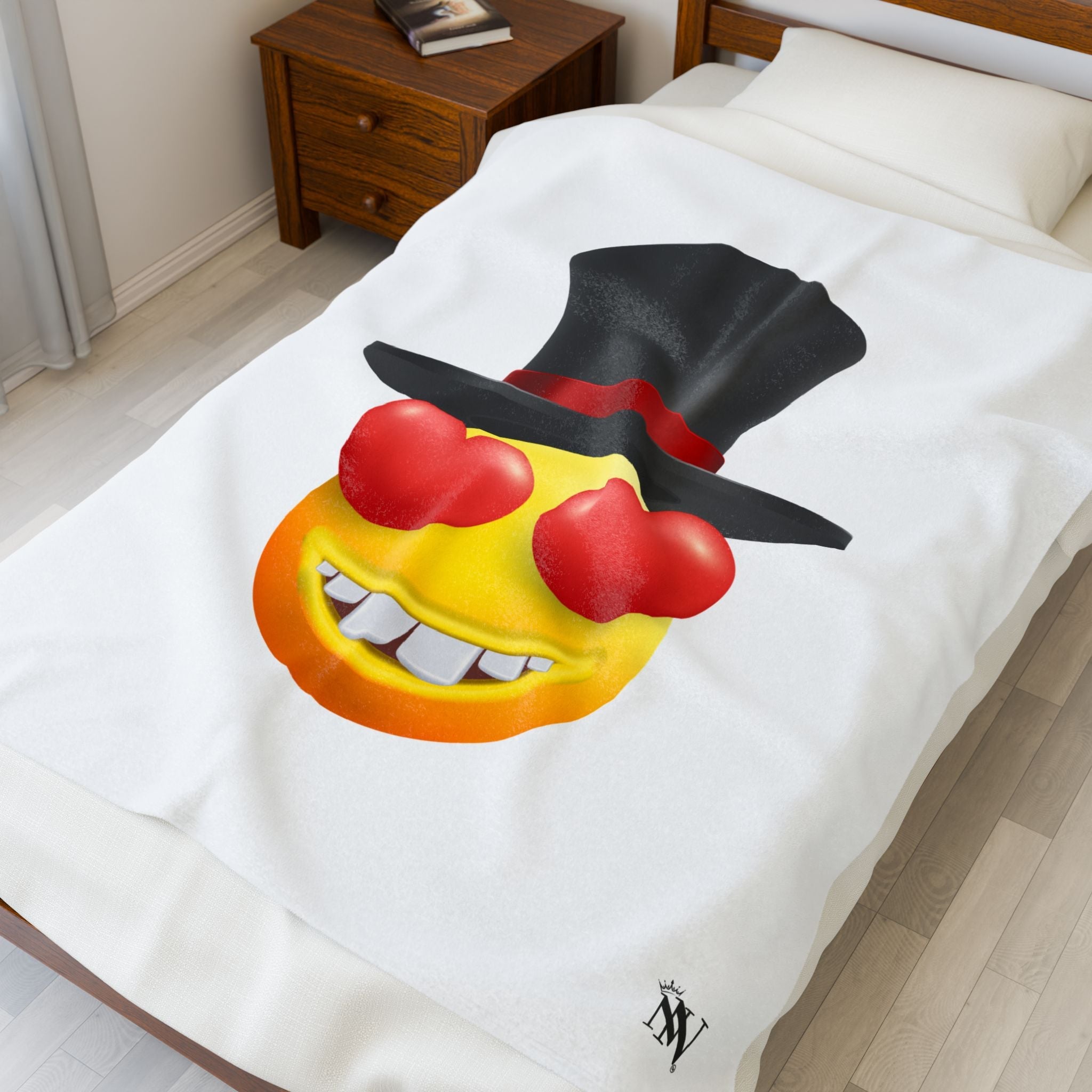 Love in a Top Hat Emoji | Mix & Match Velveteen Fun-Flirty Lovers’ Blankets