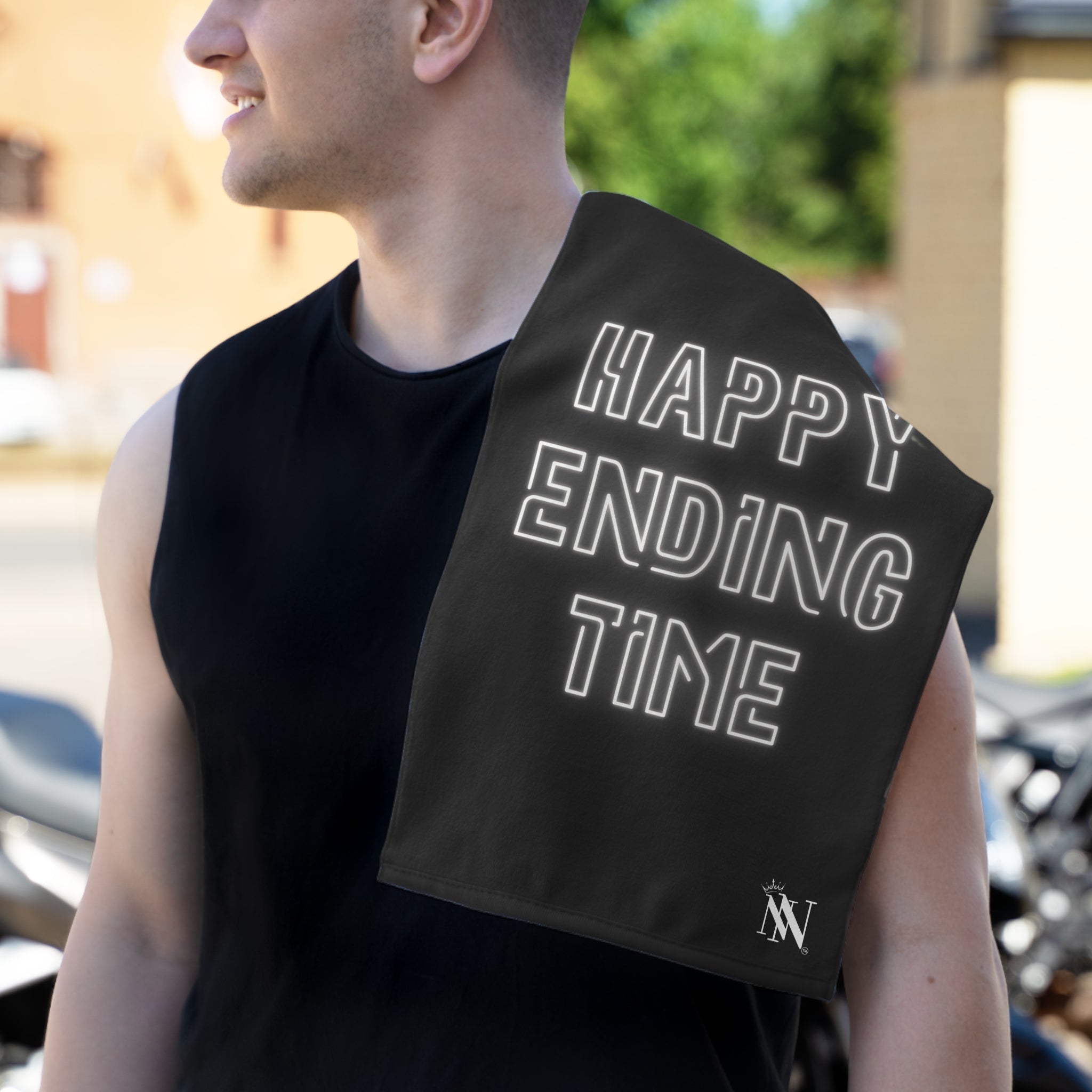 Happy Ending Time Black Mix & Match Soft Sex Towels | Naughty Lovers’ Gifts