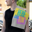 Here Cums Fun Light Grey | Mix & Match Soft Fun-Flirty Lovers’ Towels