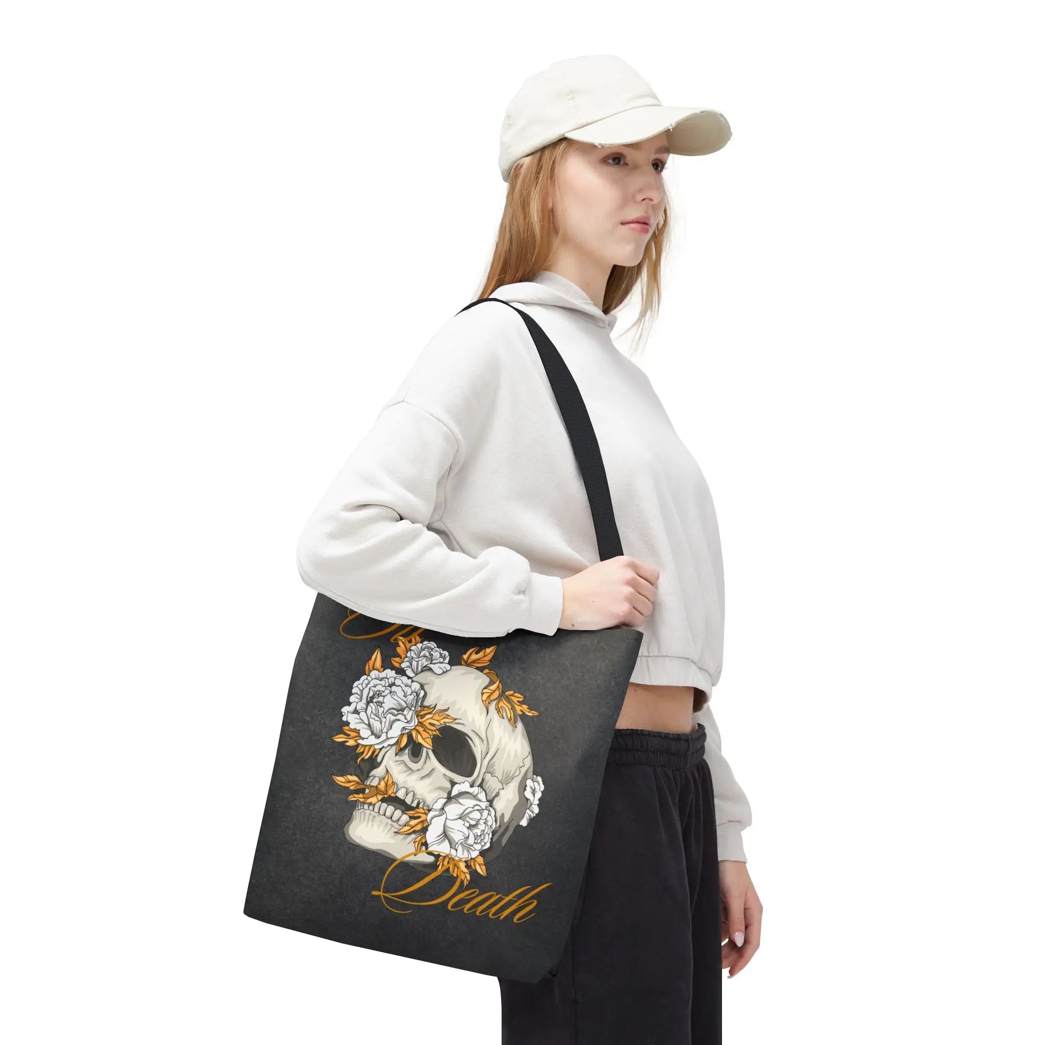 Til’ Death Skull & Flowers Tote Bag