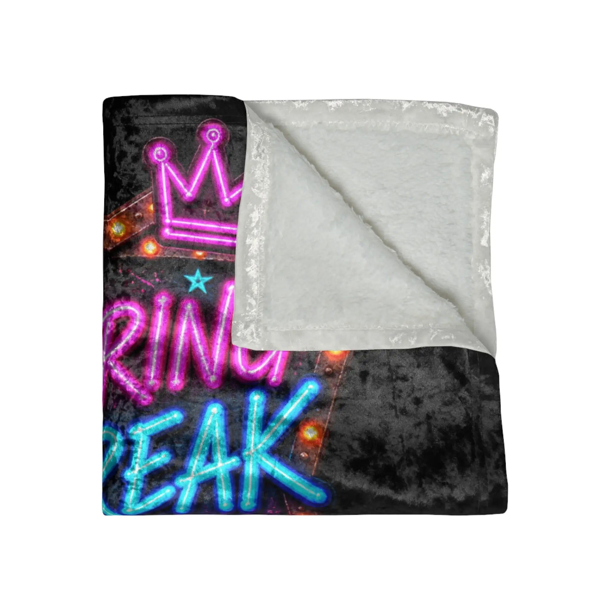 Spring Break Neon Sign Crushed Velvet Blanket