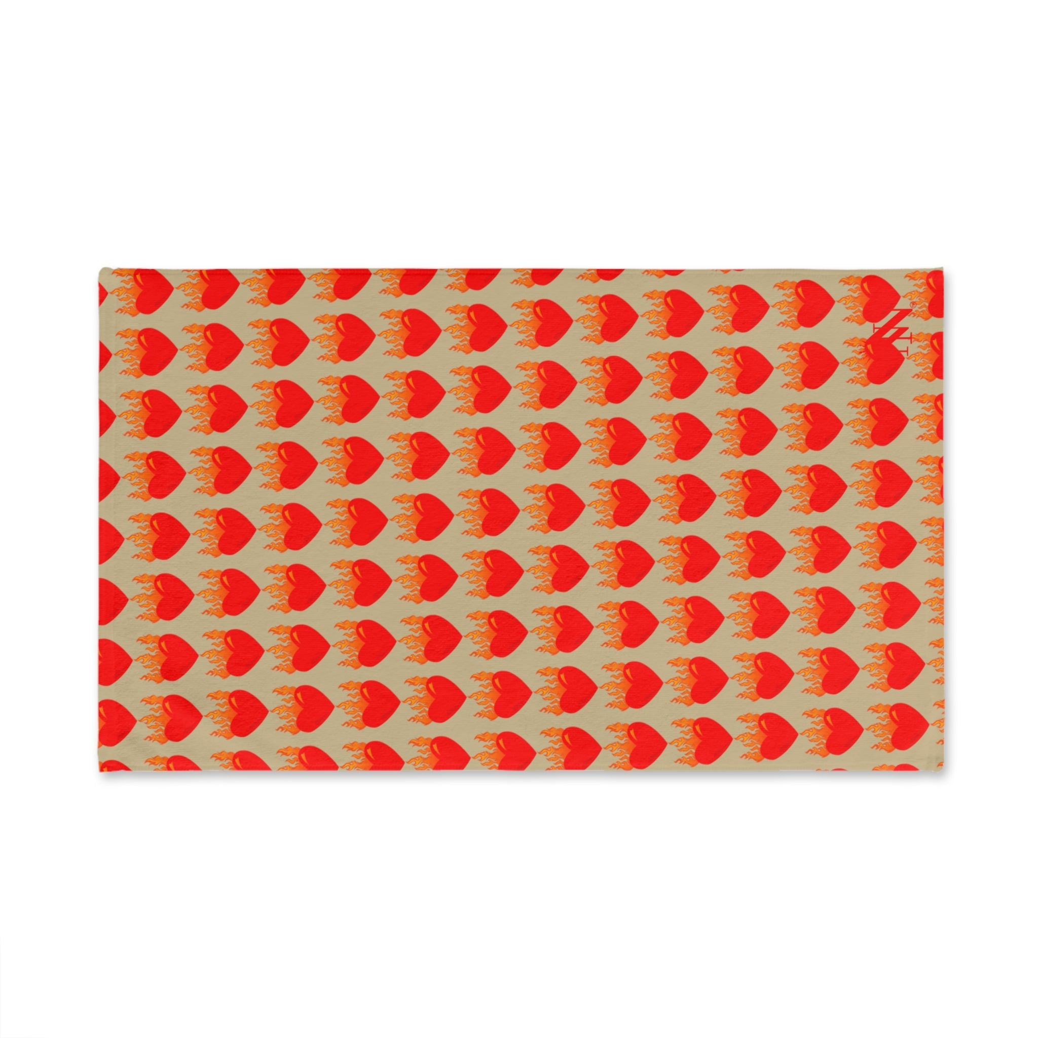 Red Flaming Heart Gold Print Cum Towel