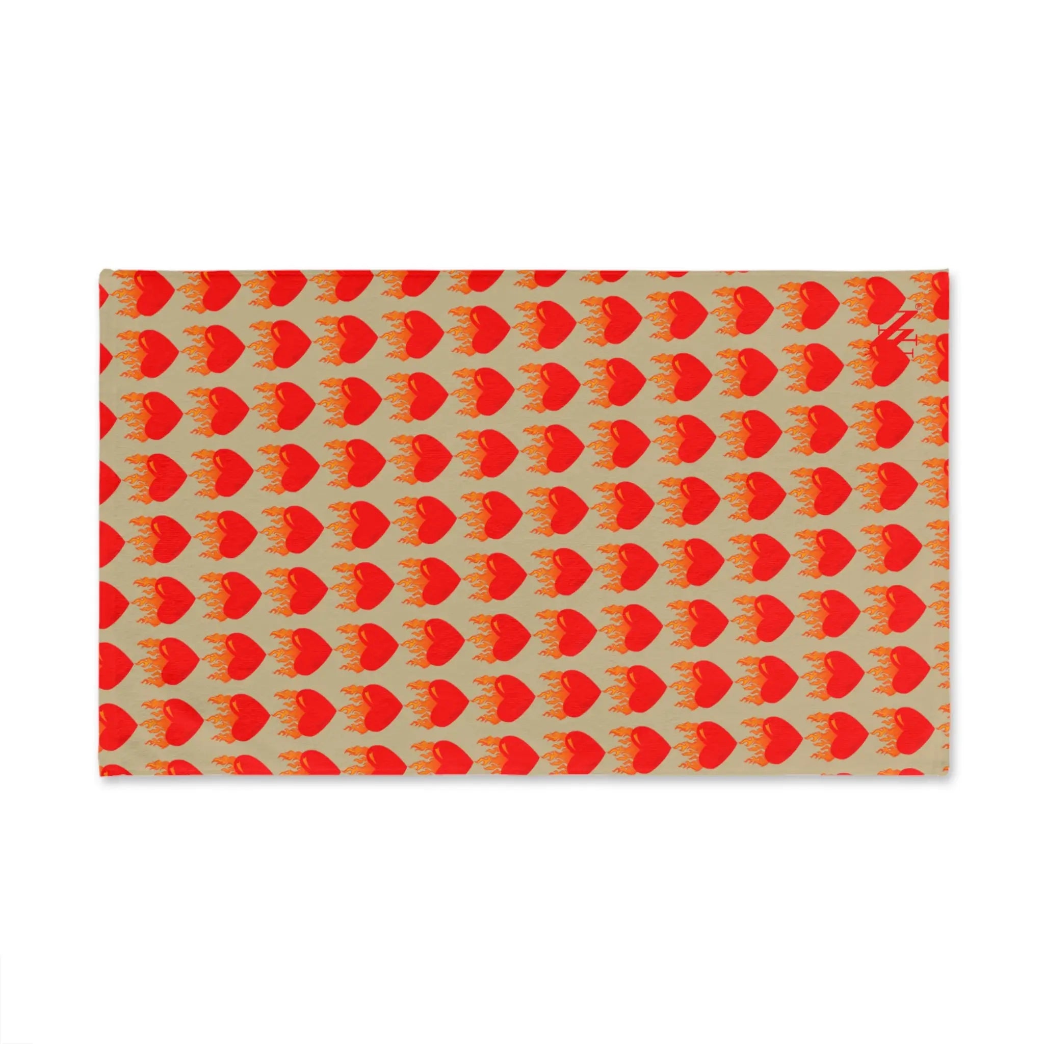 Red Flaming Heart Gold Print Cum Towel
