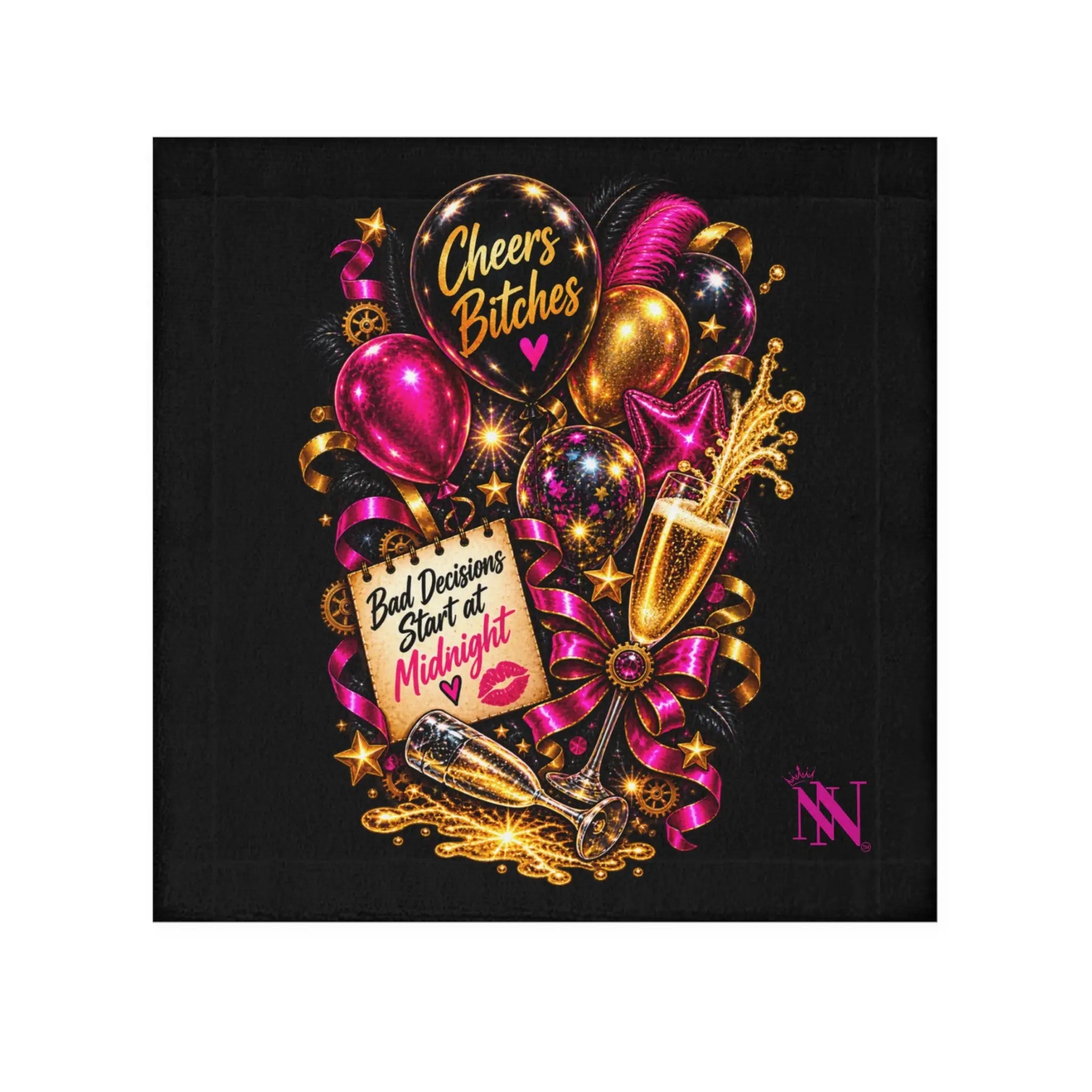Cheers Bitches New Years | Nectar Napkins Lils’ Fun-Flirty Lovers’ Towels