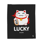 Lucky In Love Beckoning Cat Lovers’ Silky Soft Blanket