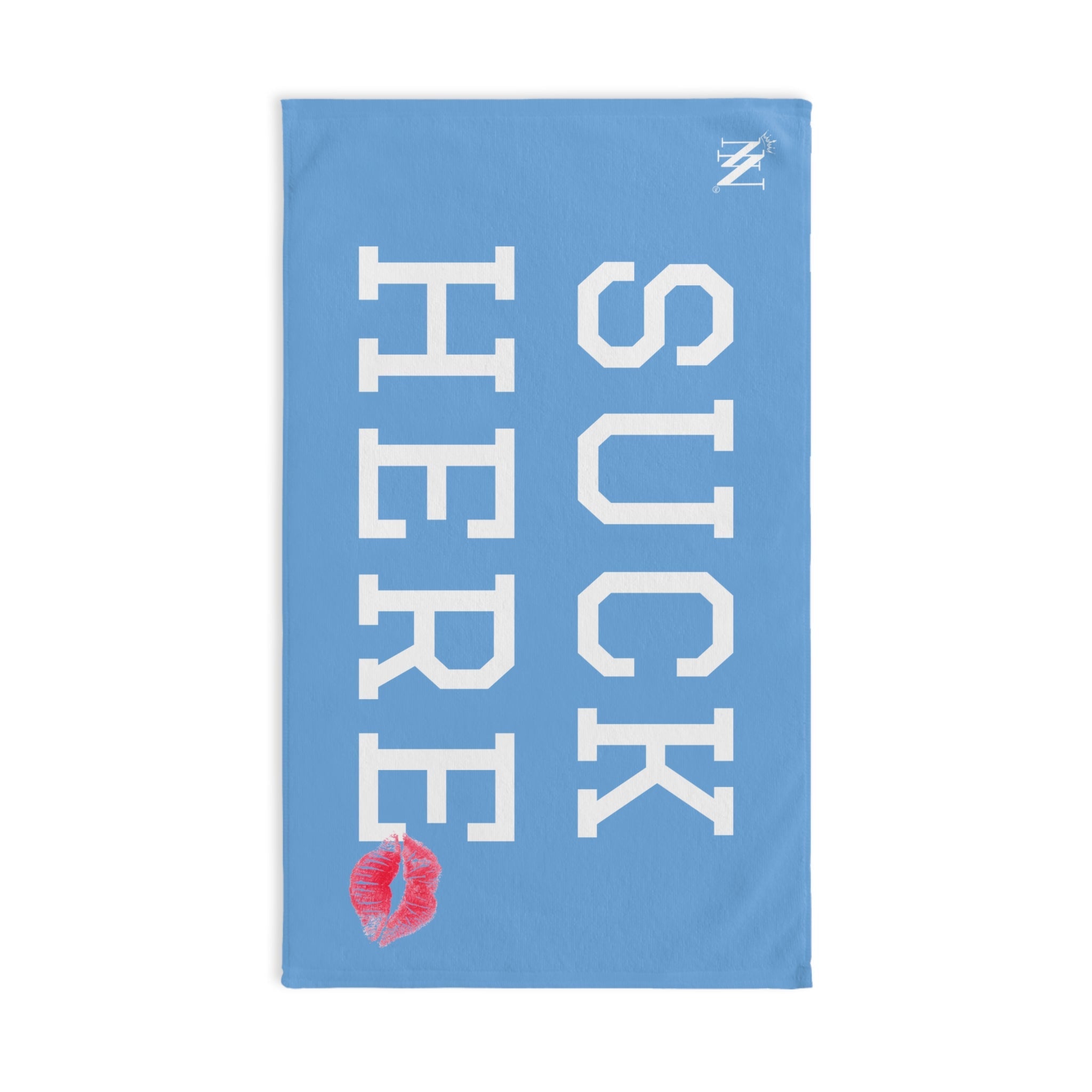 Suck Here Lips Kiss Light Blue | Mix & Match Original Fun-Flirty Lovers’ Towel