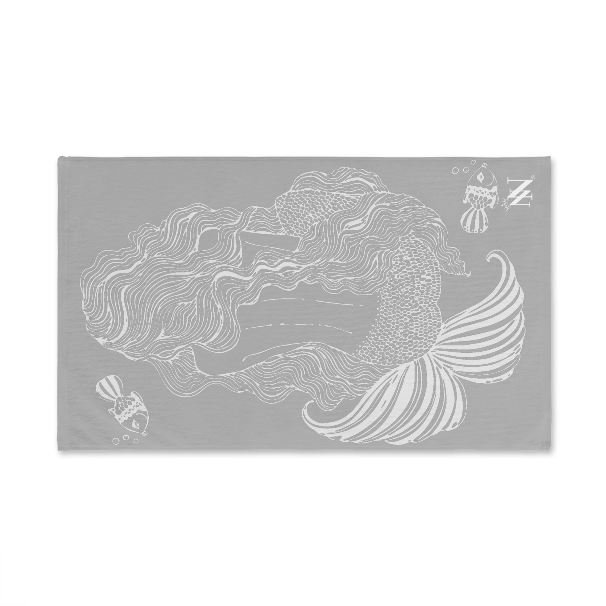 Mermaid Sitting Her Back Turned Light Grey Cum Towel