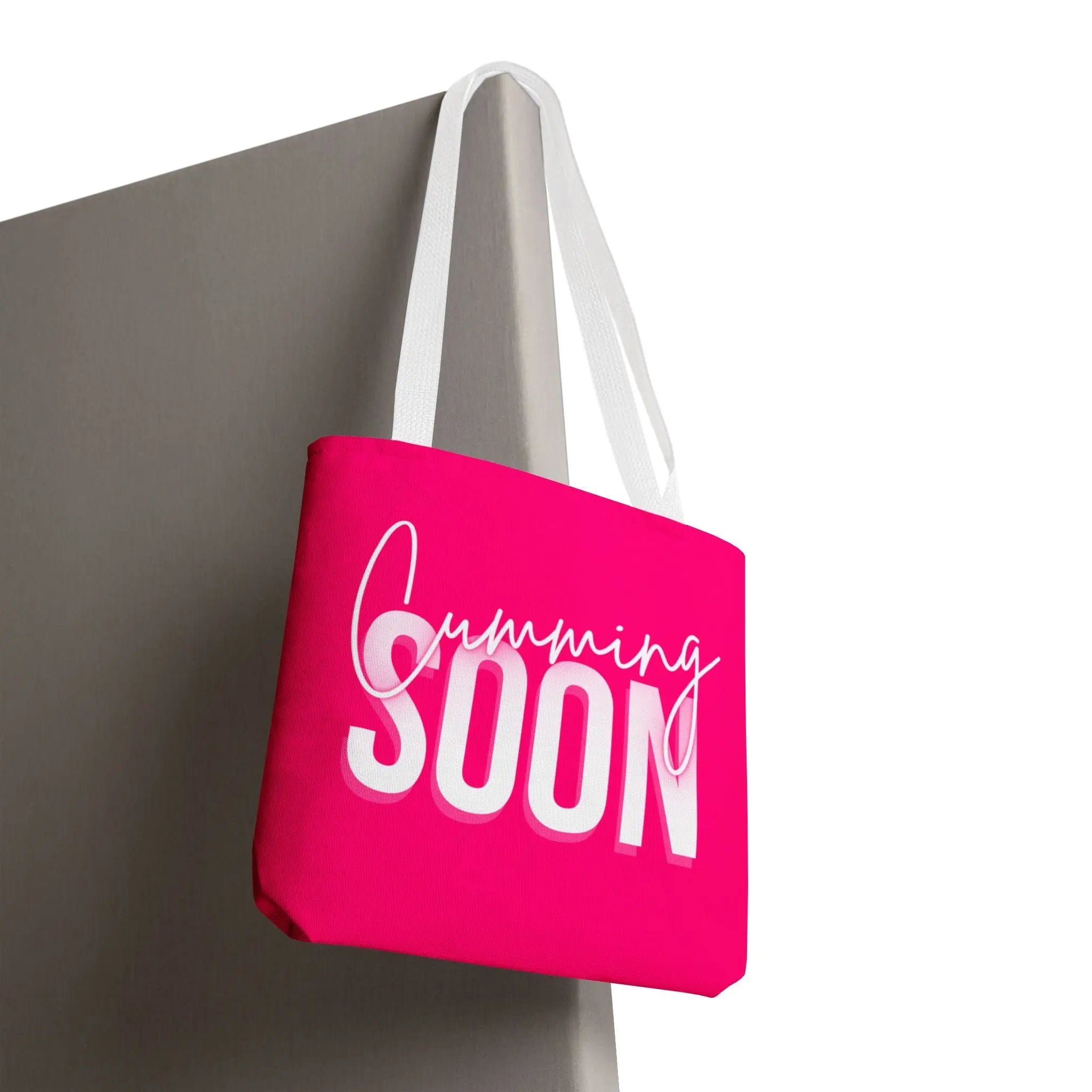 Cumming Soon Plain Signature Pink Tote Bag