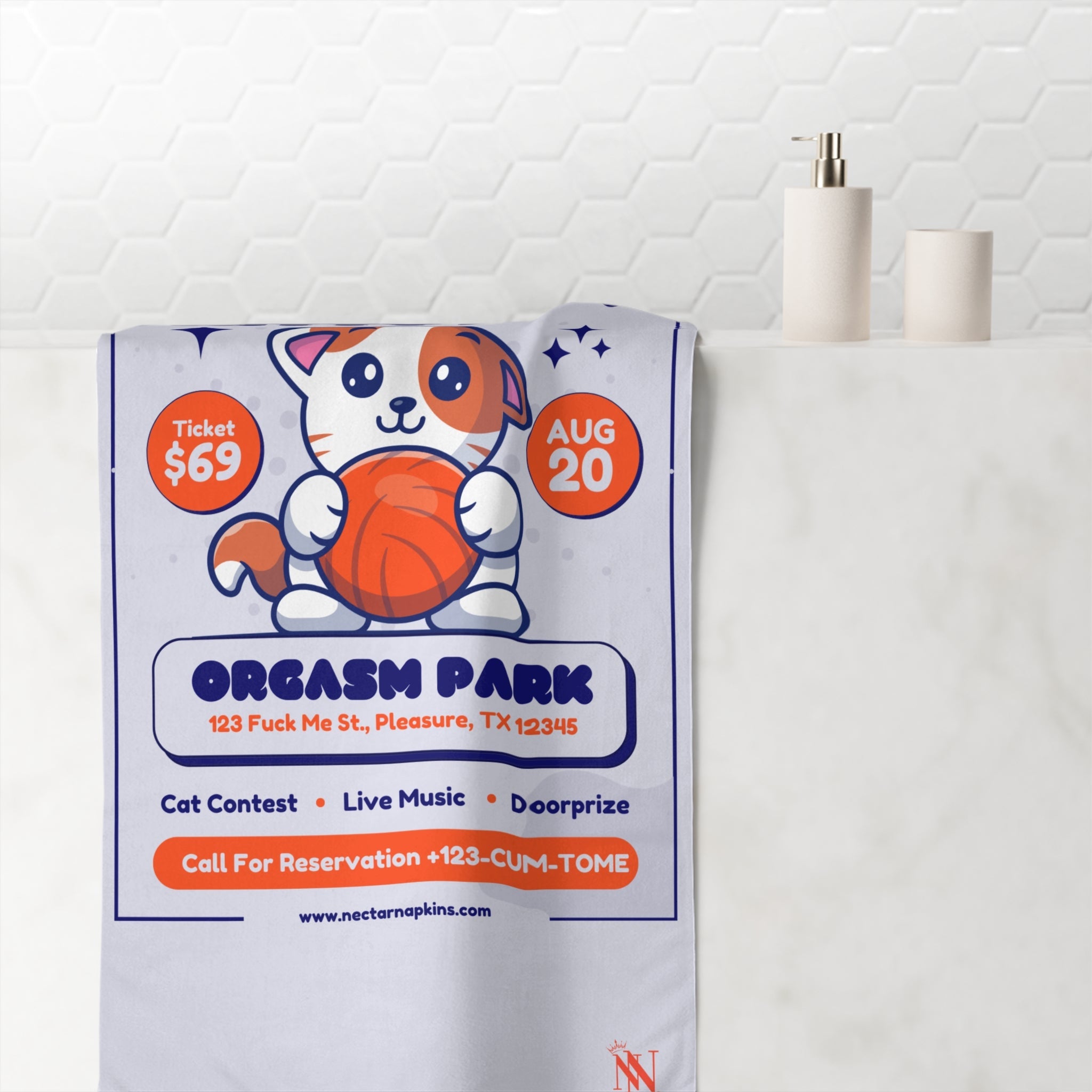 International Kitty Day Fun XL Cum Towel | Big Bold & Sexy Stylish