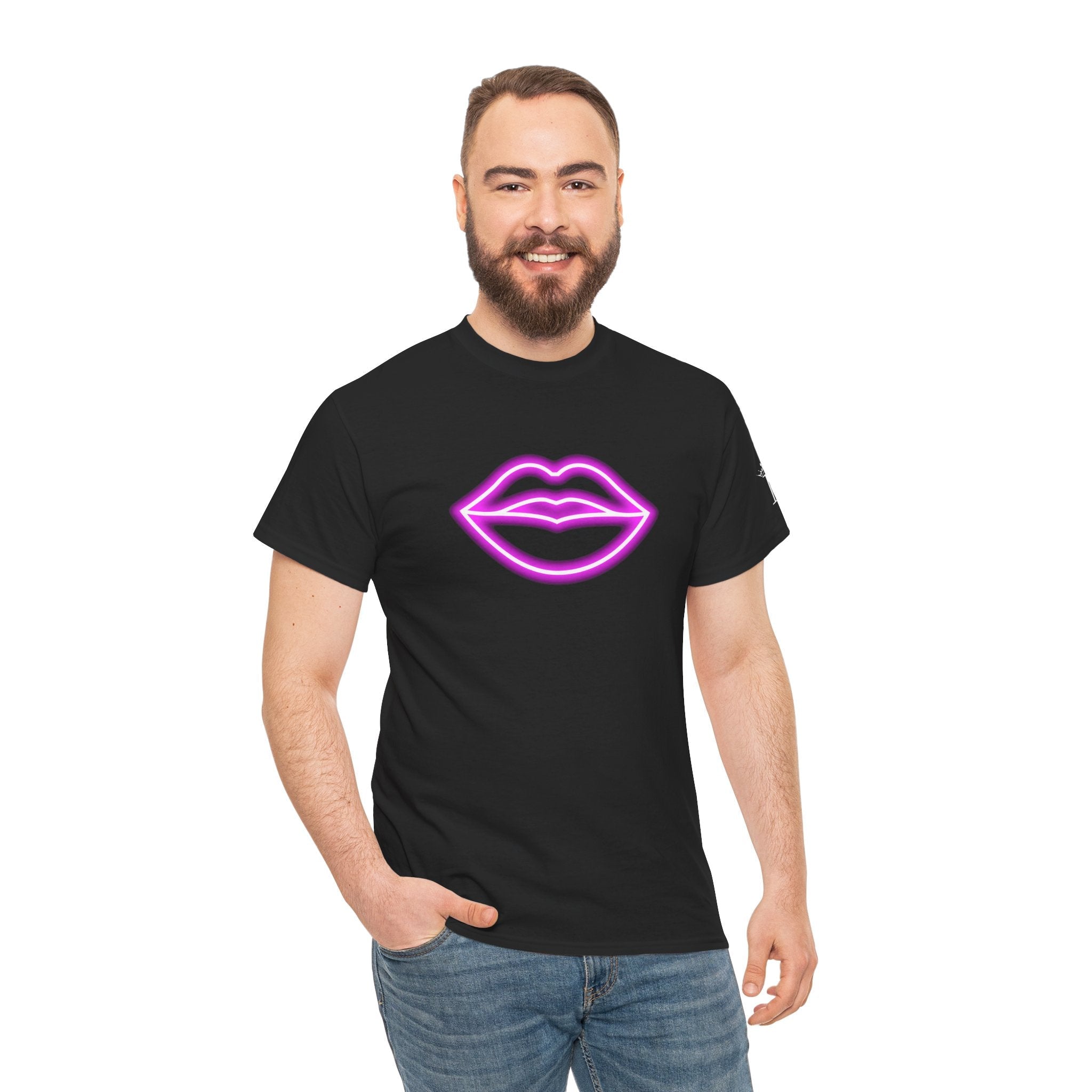 Her Lips Neon Romantic Couples Sex Gifts 100% Cotton T-Shirt