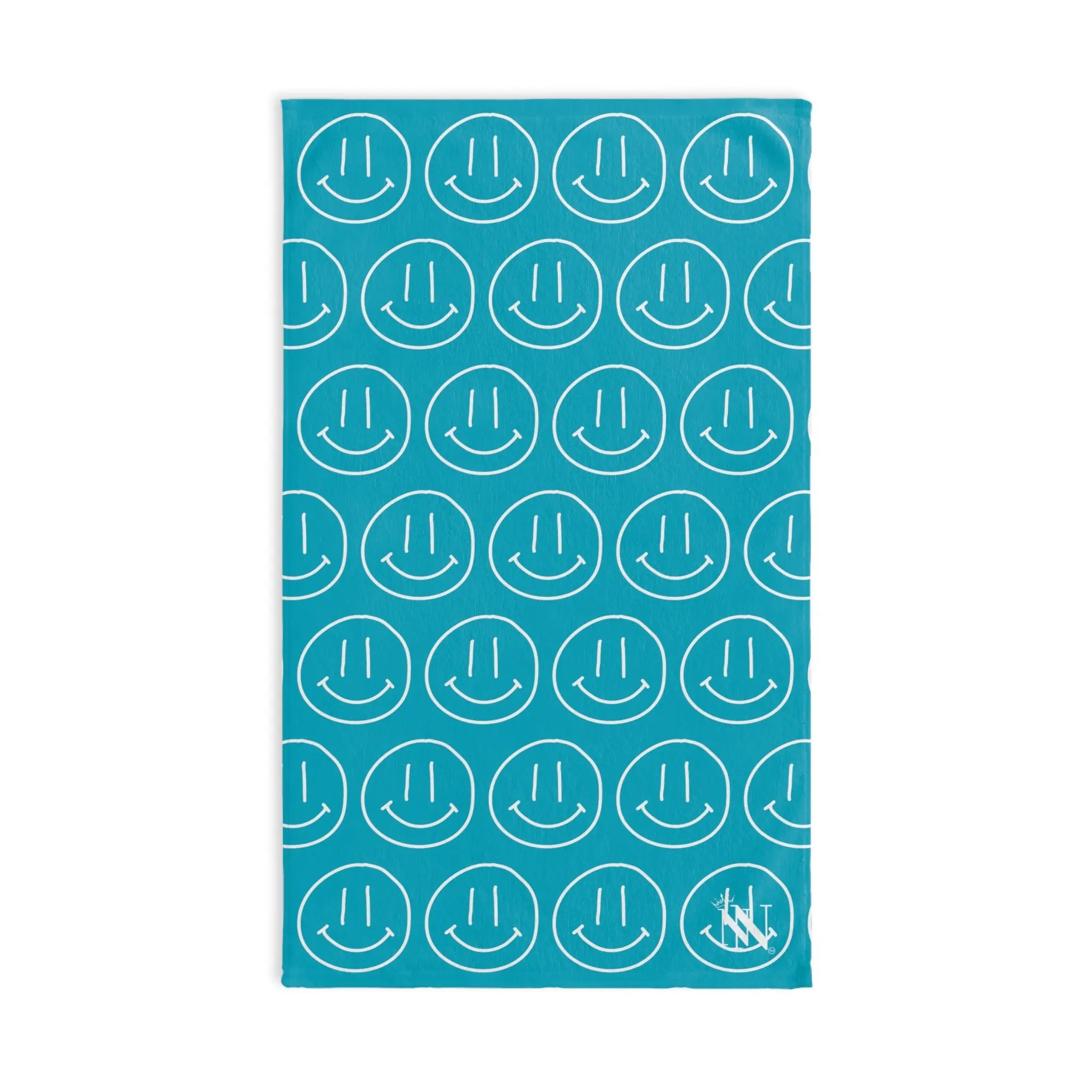 Happy Smiling Emoji Pattern Teal Cum Towel
