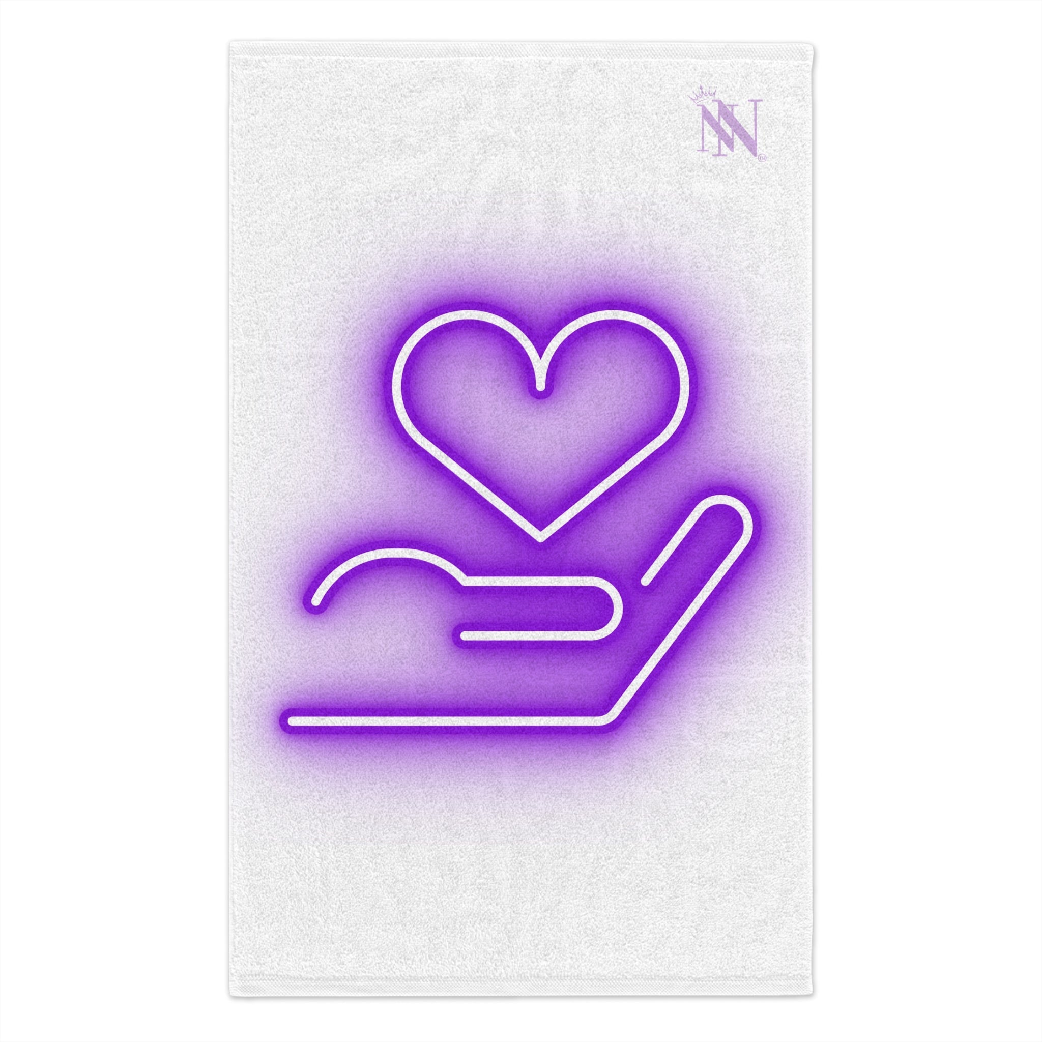 My Purple Heart in Your Hand White | Mix & Match Soft Fun-Flirty Lovers’ Towels