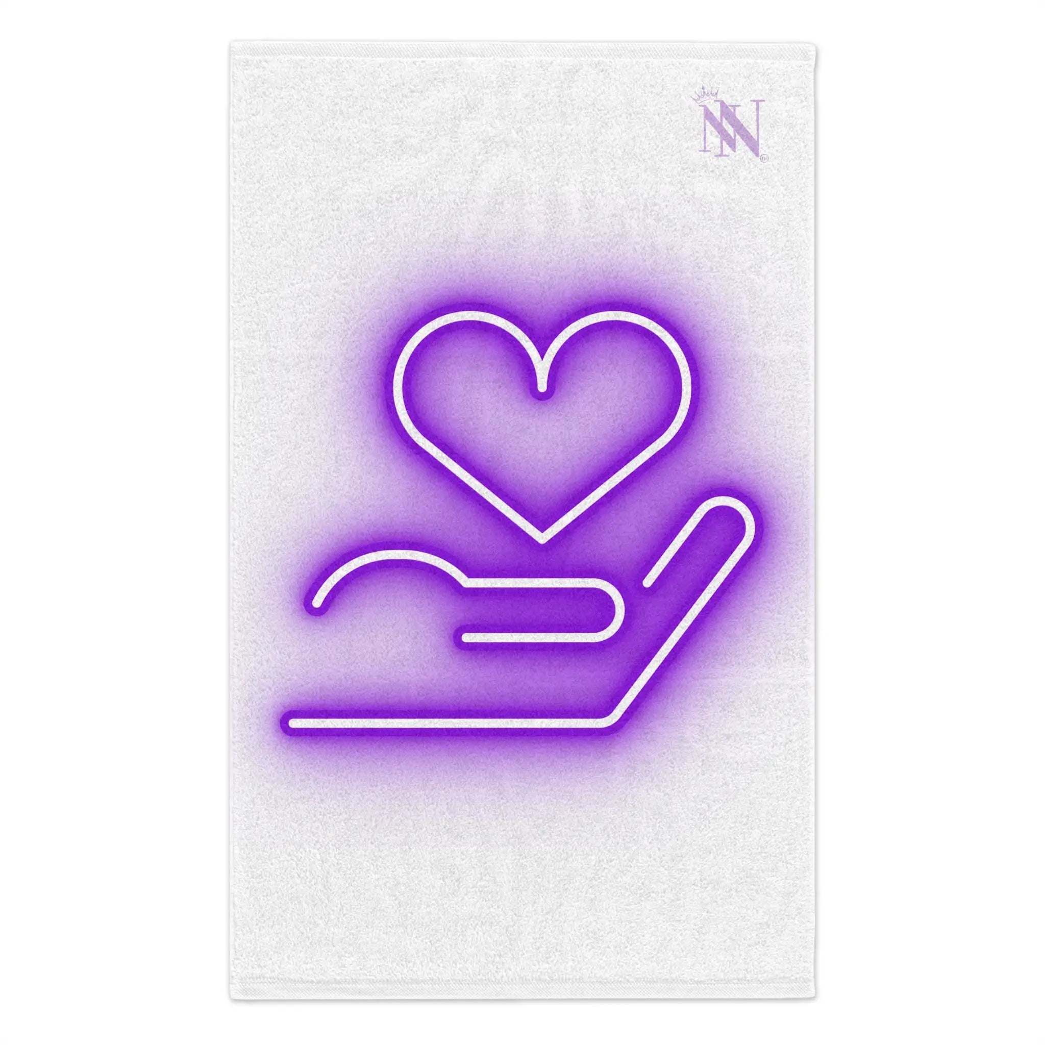 My Purple Heart in Your Hand White | Mix & Match Soft Fun-Flirty Lovers’ Towels