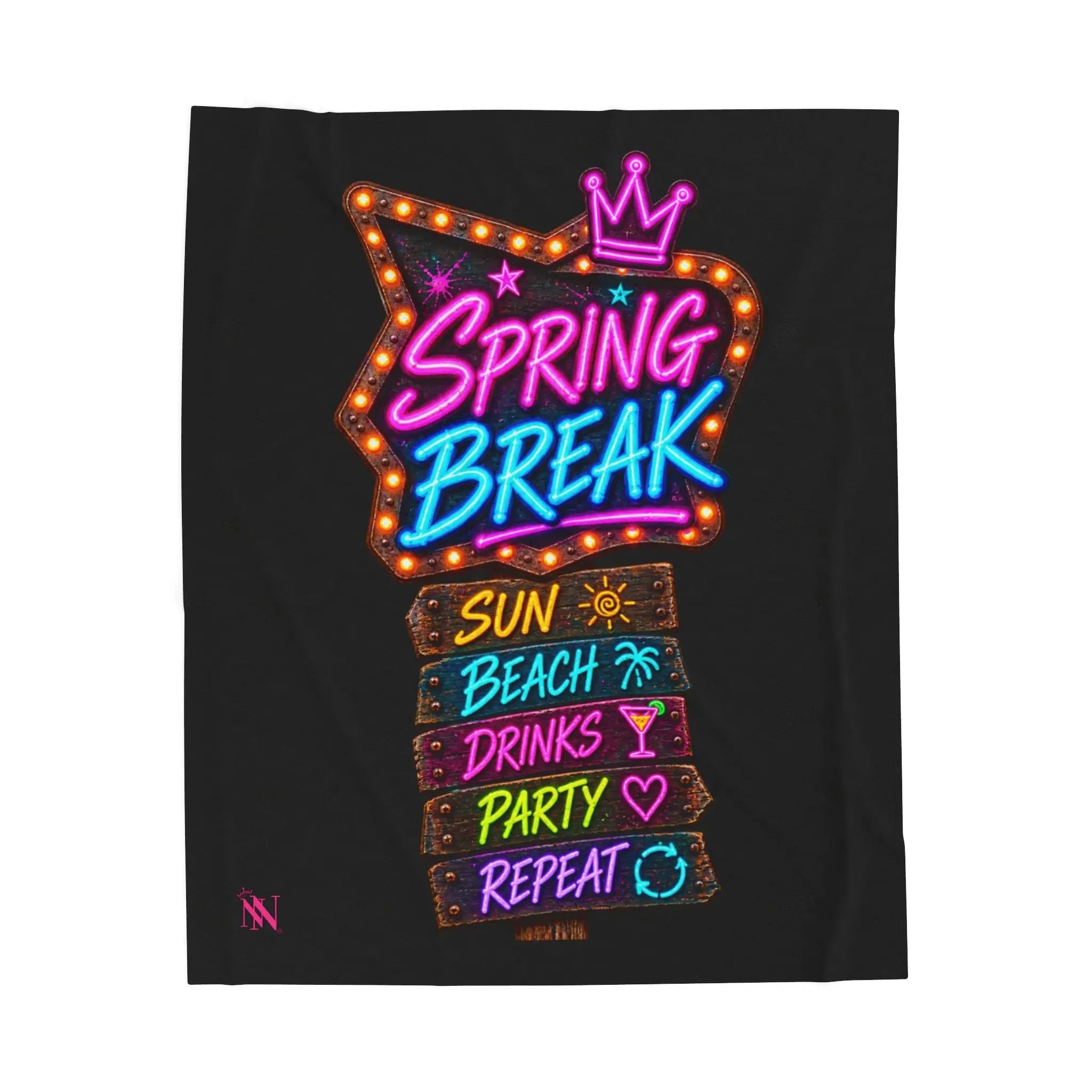 Spring Break Neon Sign Lovers’ Blanket