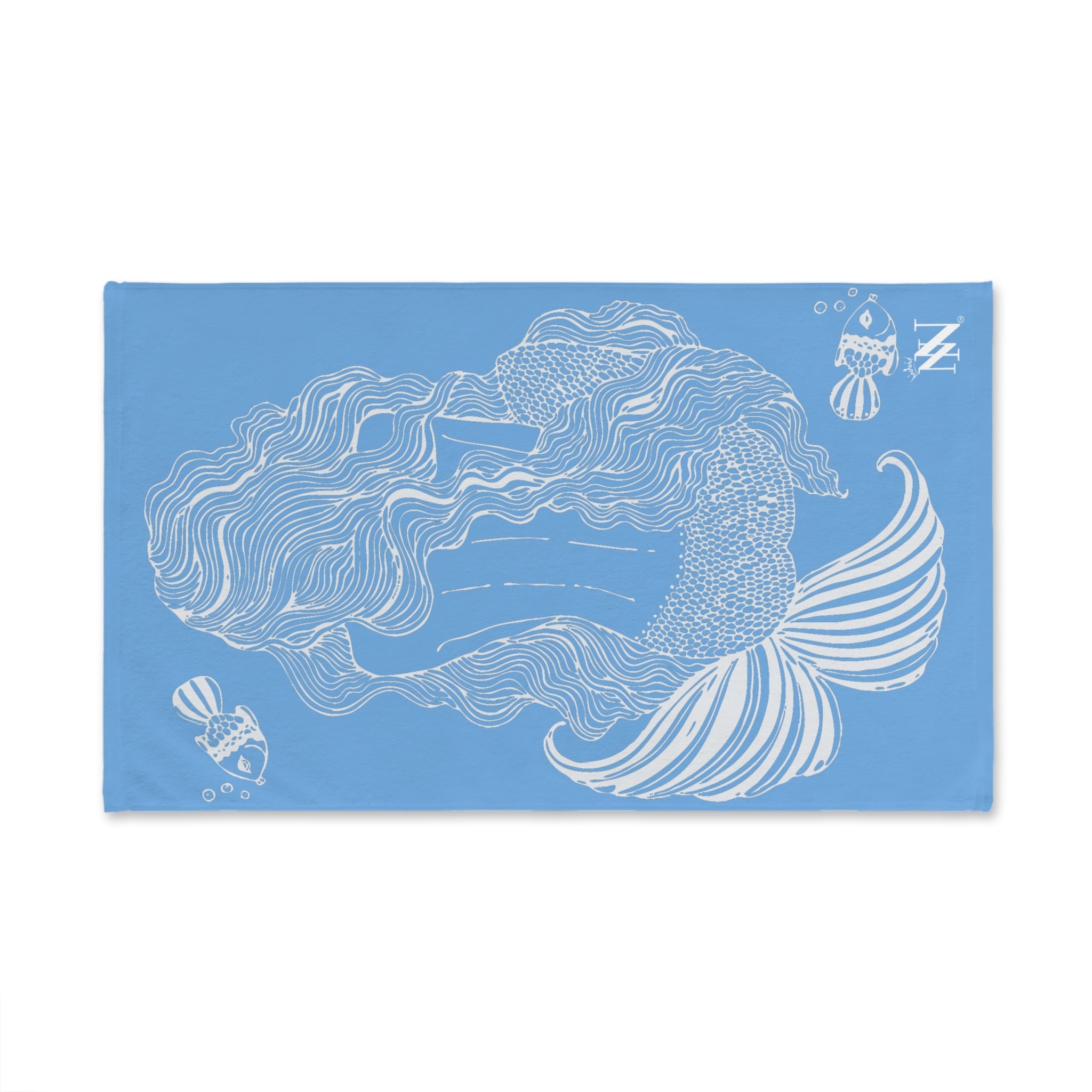 Mermaid Sitting Her Back Turned Light Blue Cum Towel