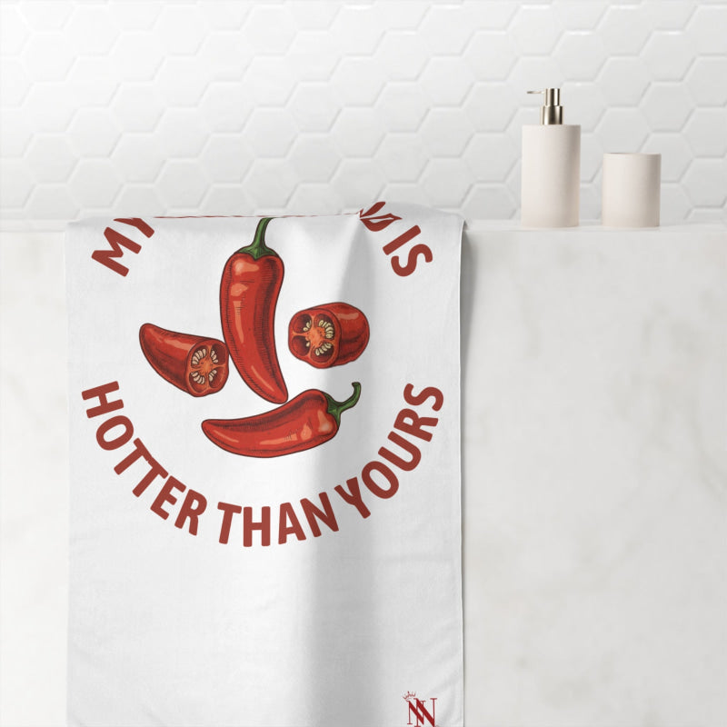 My Girlfriend is Hotter Than Yours Pepper | Mix & Match XL Fun-Flirty Lovers’ Towels