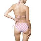 Pink & Soft Pink Checkers | Mix & Match Fun-Flirty Lovers’ String Bikinis