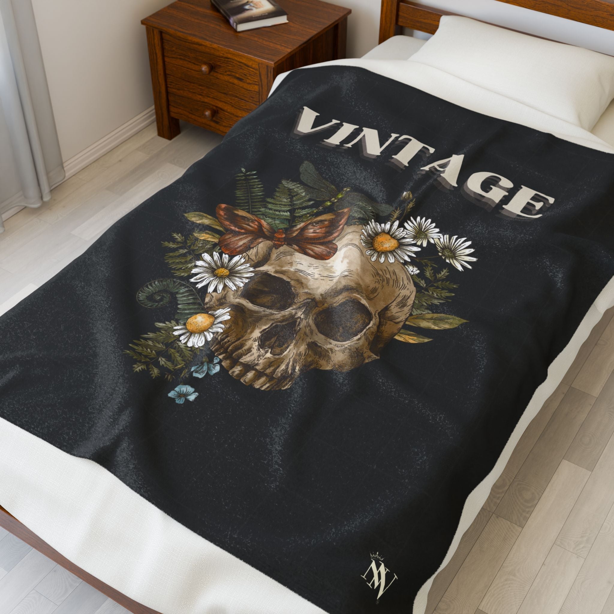 Vintage Floral Skull | Mix & Match Velveteen Fun-Flirty Lovers’ Blankets