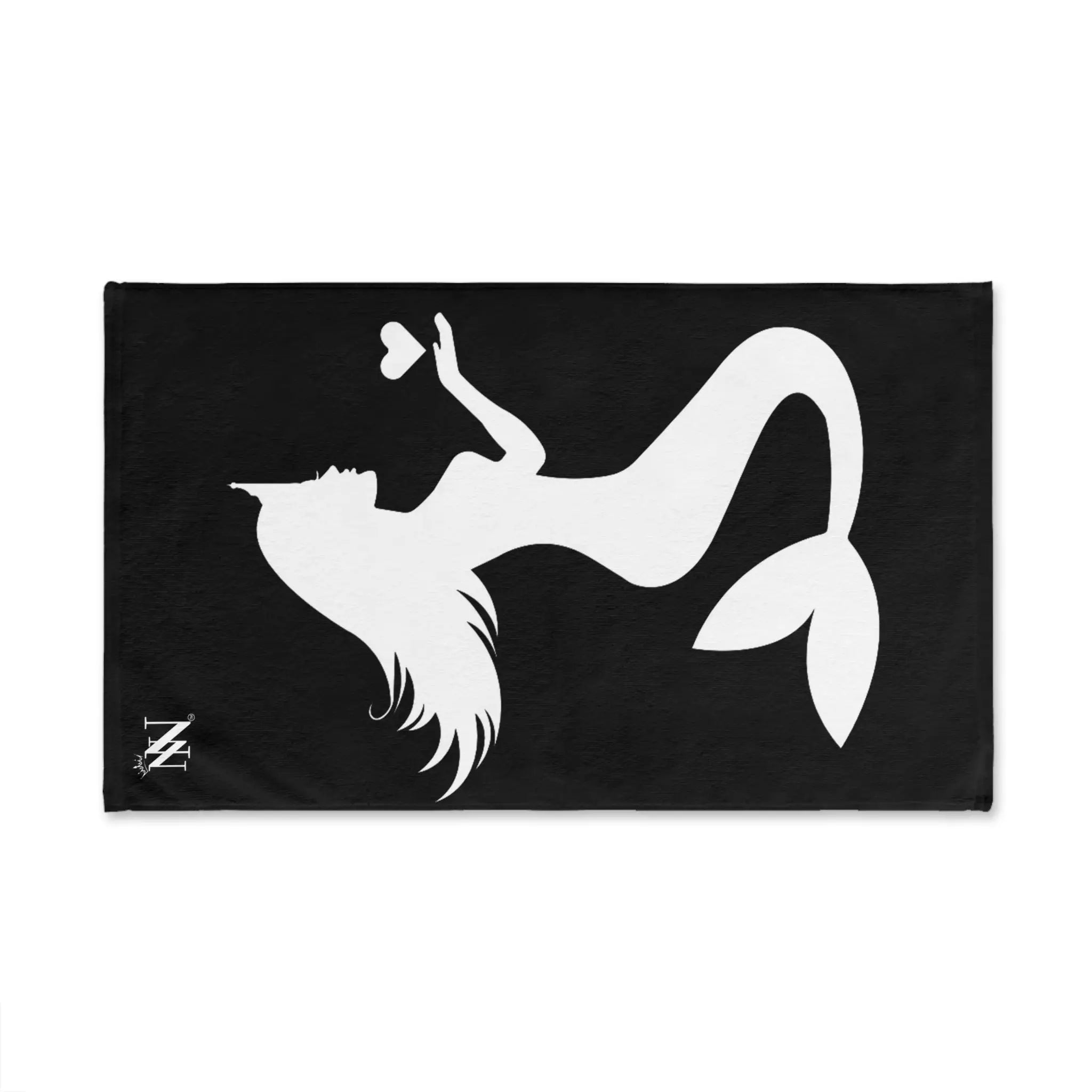 Mermaid Holding Heart Black Cum Towel