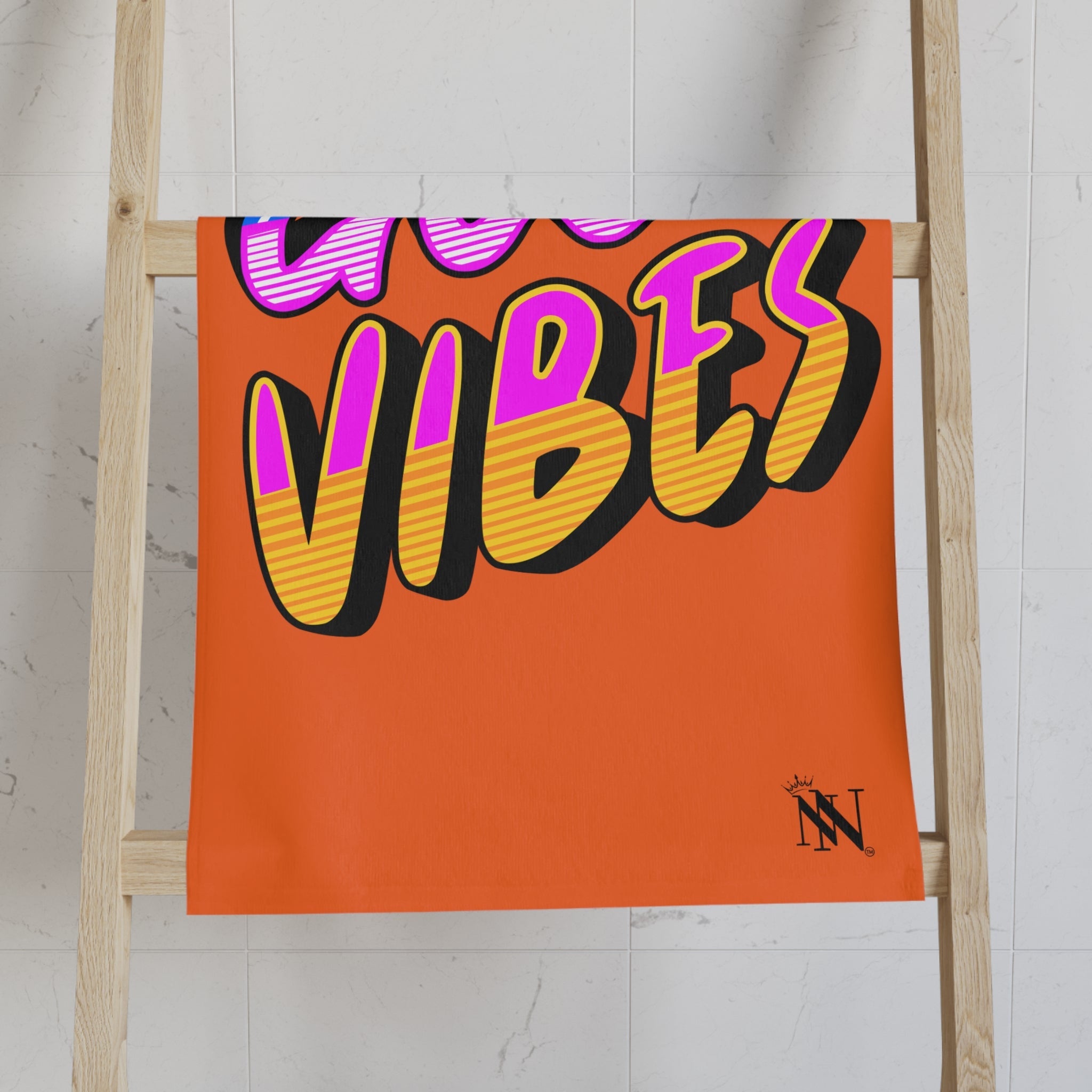 Neon Rainbow Good Vibes Orange Cum Towel