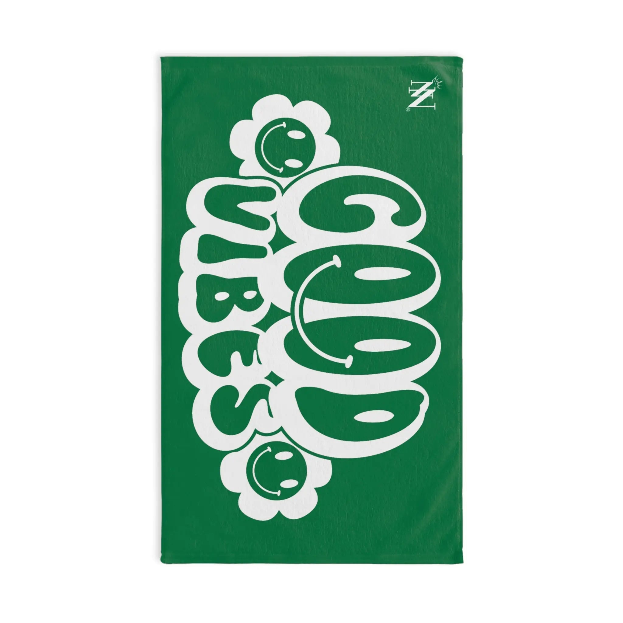 Smiley Happy Face Good Vibes Green Cum Towel