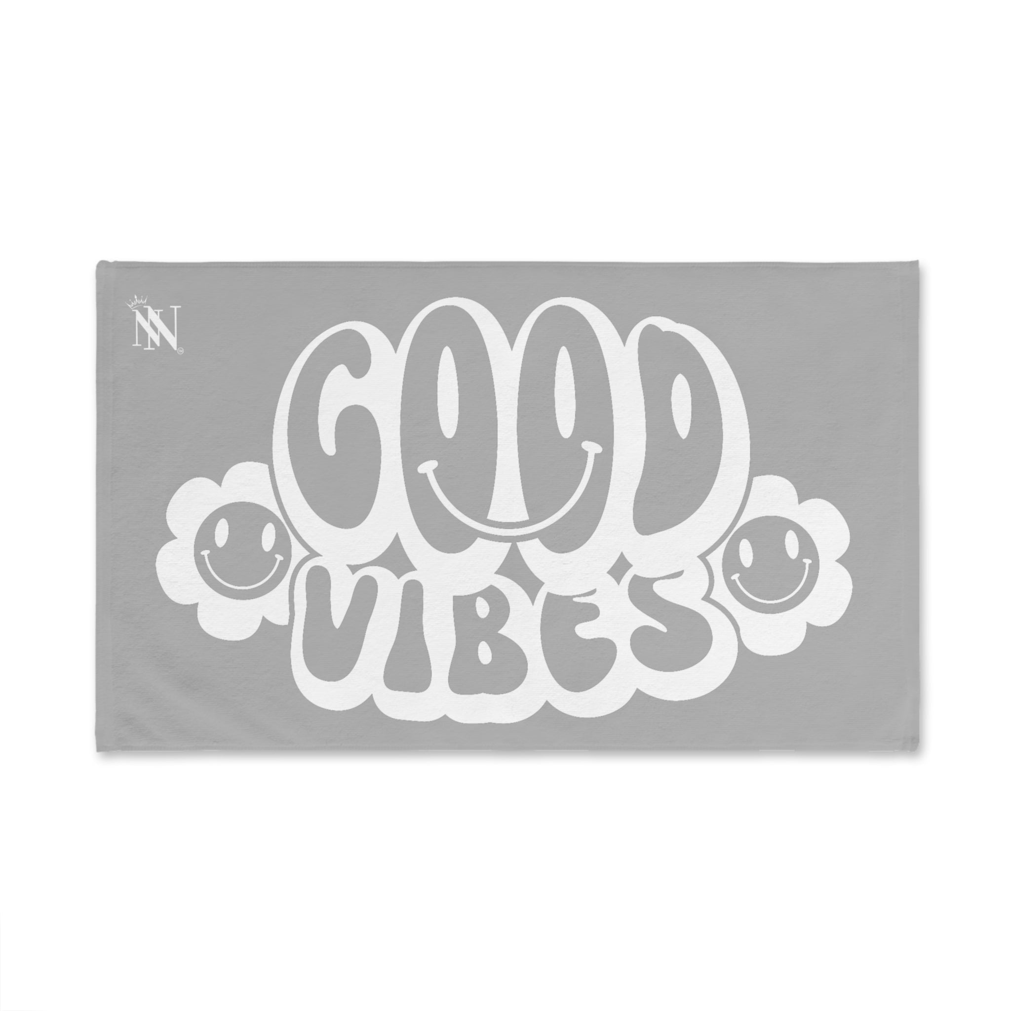 Smiley Happy Face Good Vibes Light Grey | Mix & Match Classic Fun-Flirty Lovers’ Towels