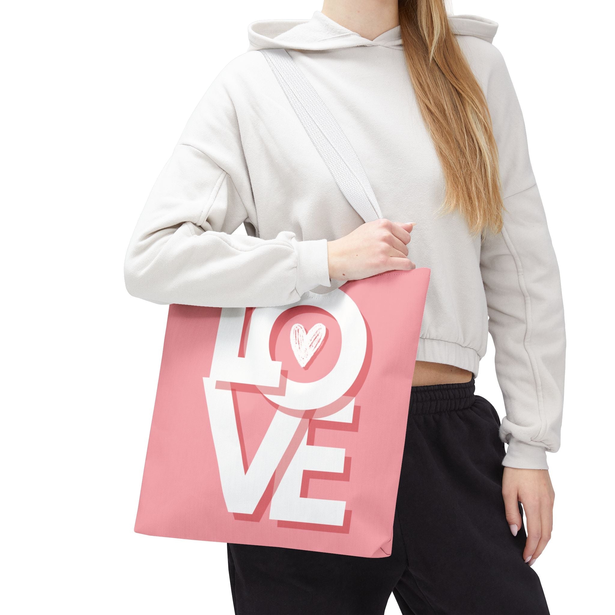 Block Letter Love Heart Tote Bag
