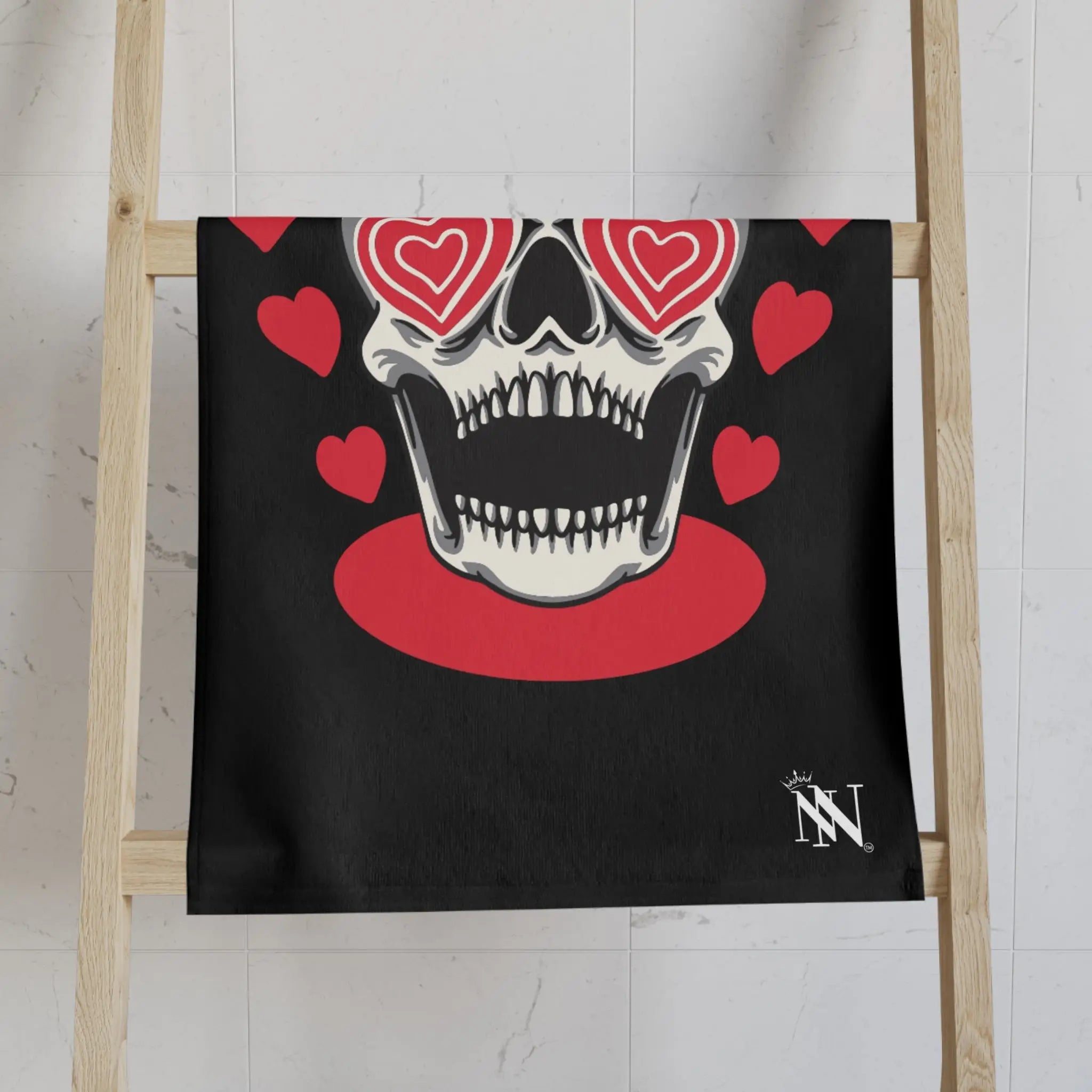 Seeing Hearts Skull Cum Towel