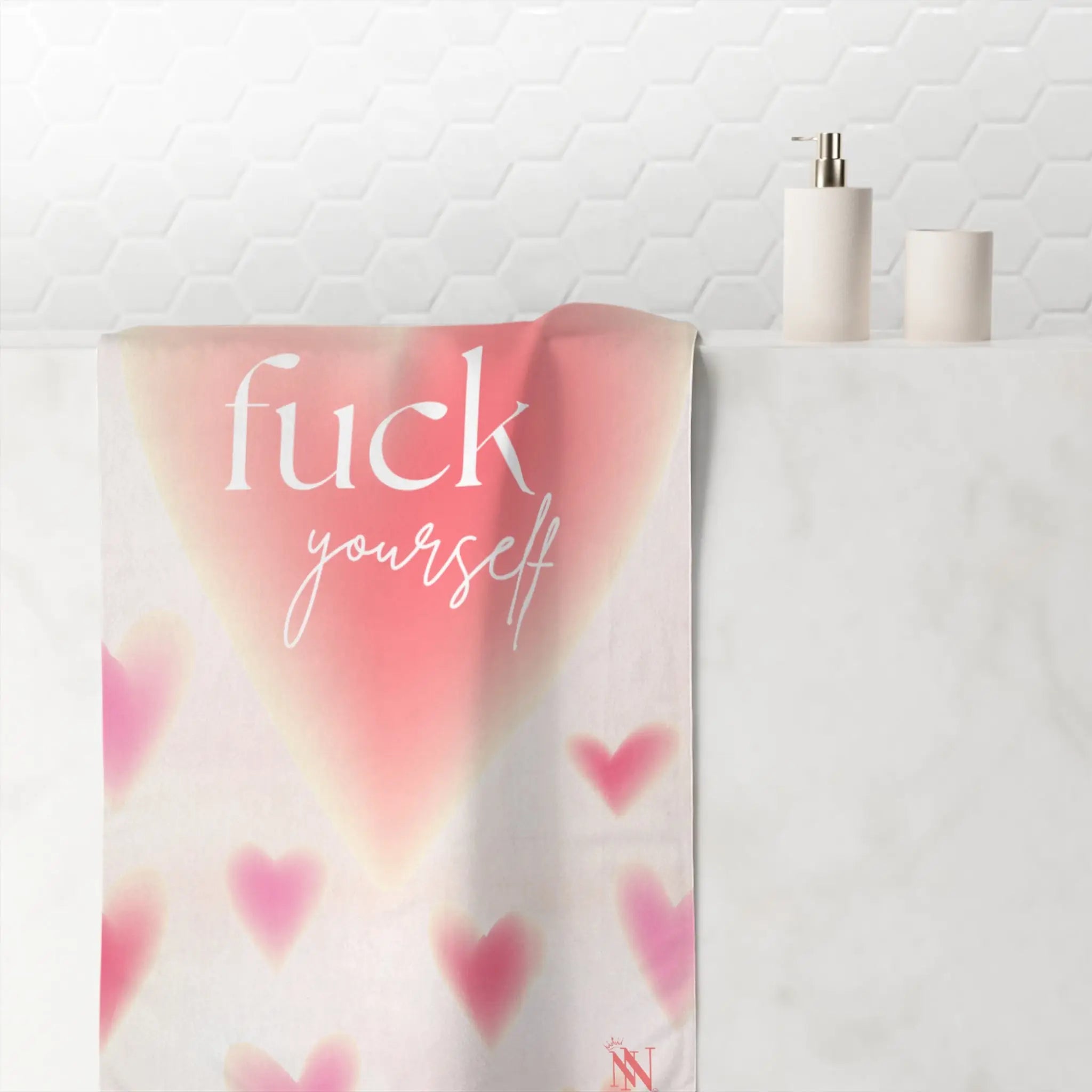 Fuck Yourself Heart Pattern Extra Large Sex Towel