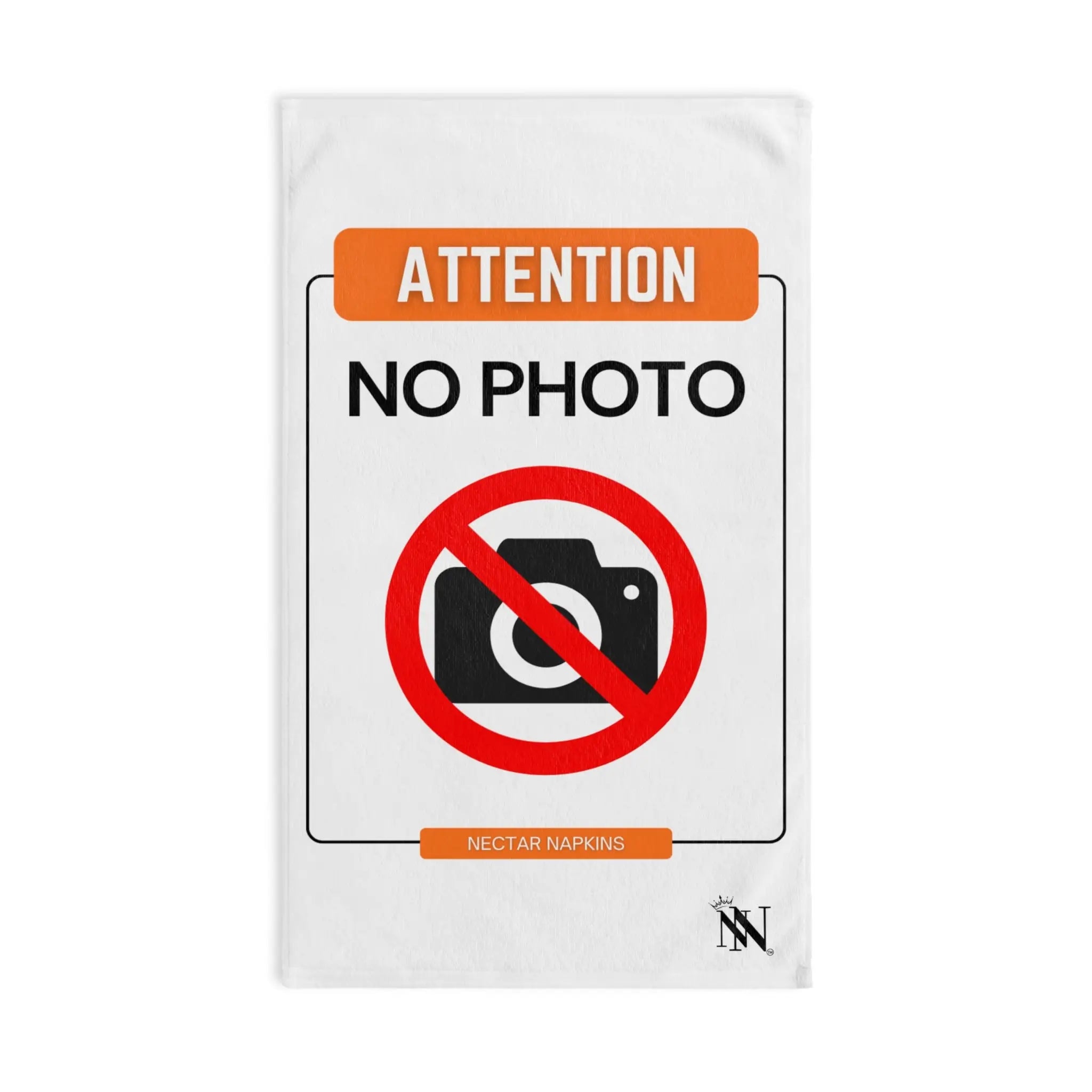 Attention No Photo Sign Cum Towel