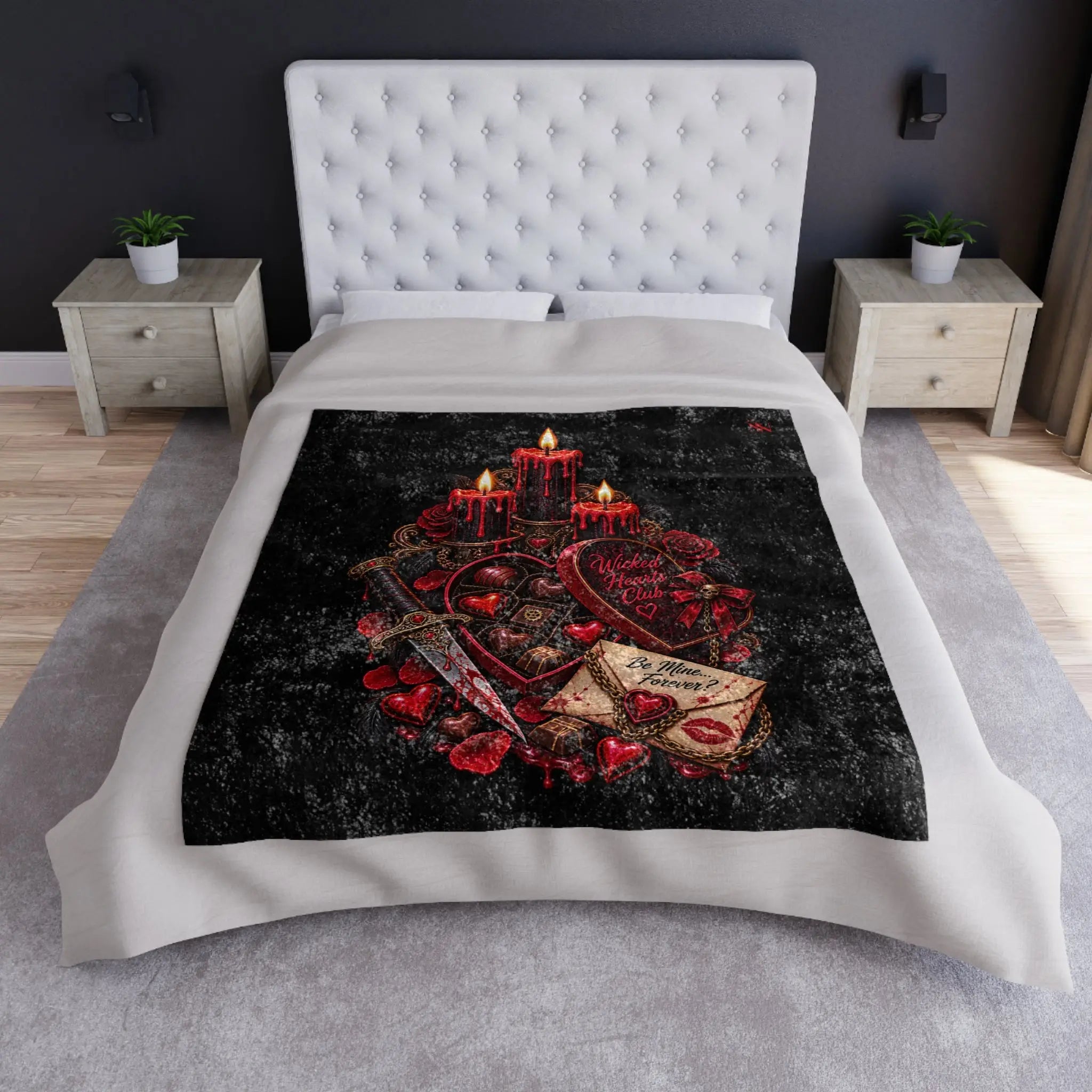 Wicked Hearts Club Valentines | Nectar Napkins Fun-Flirty Lovers’ Crushed Velvet Blankets