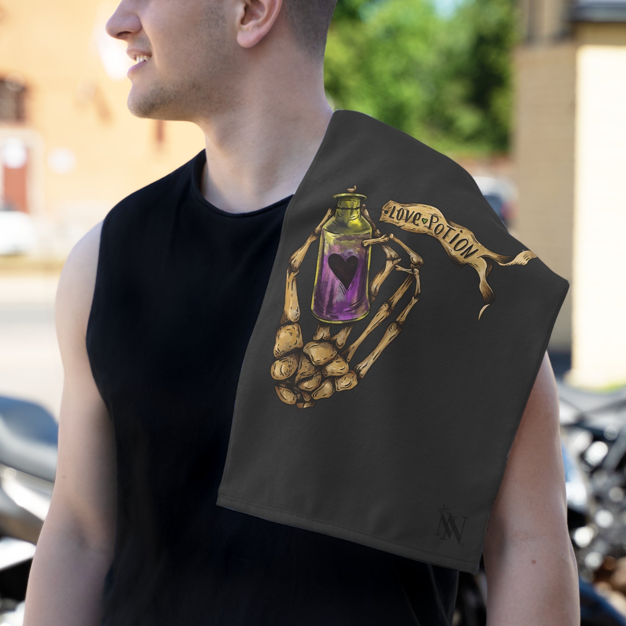 Death’s Love Potion Dark Grey | Mix & Match Soft Fun-Flirty Lovers’ Towels