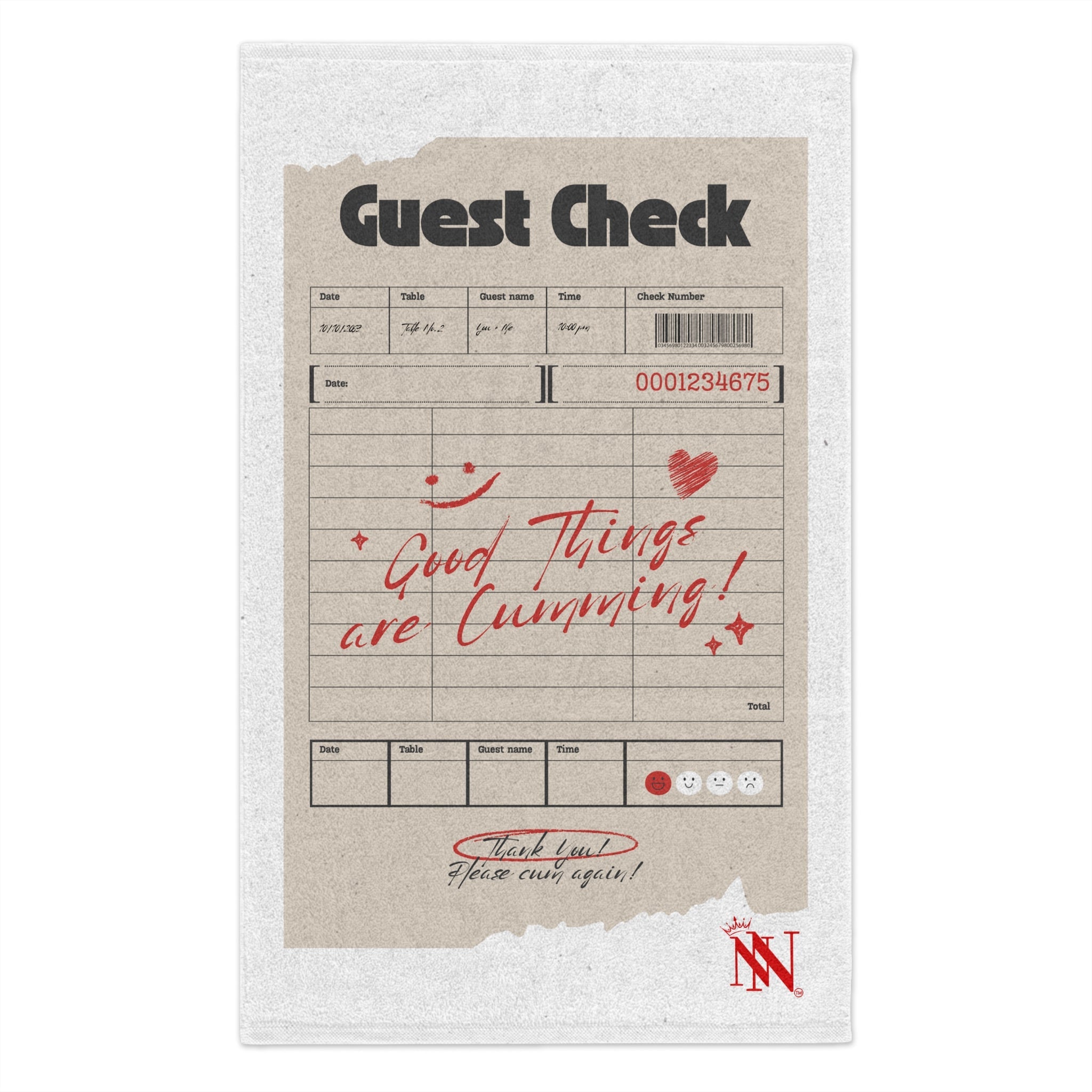 Good Things Are Cumming! Vintage Guest Check | Mix & Match Soft Fun-Flirty Lovers’ Towels