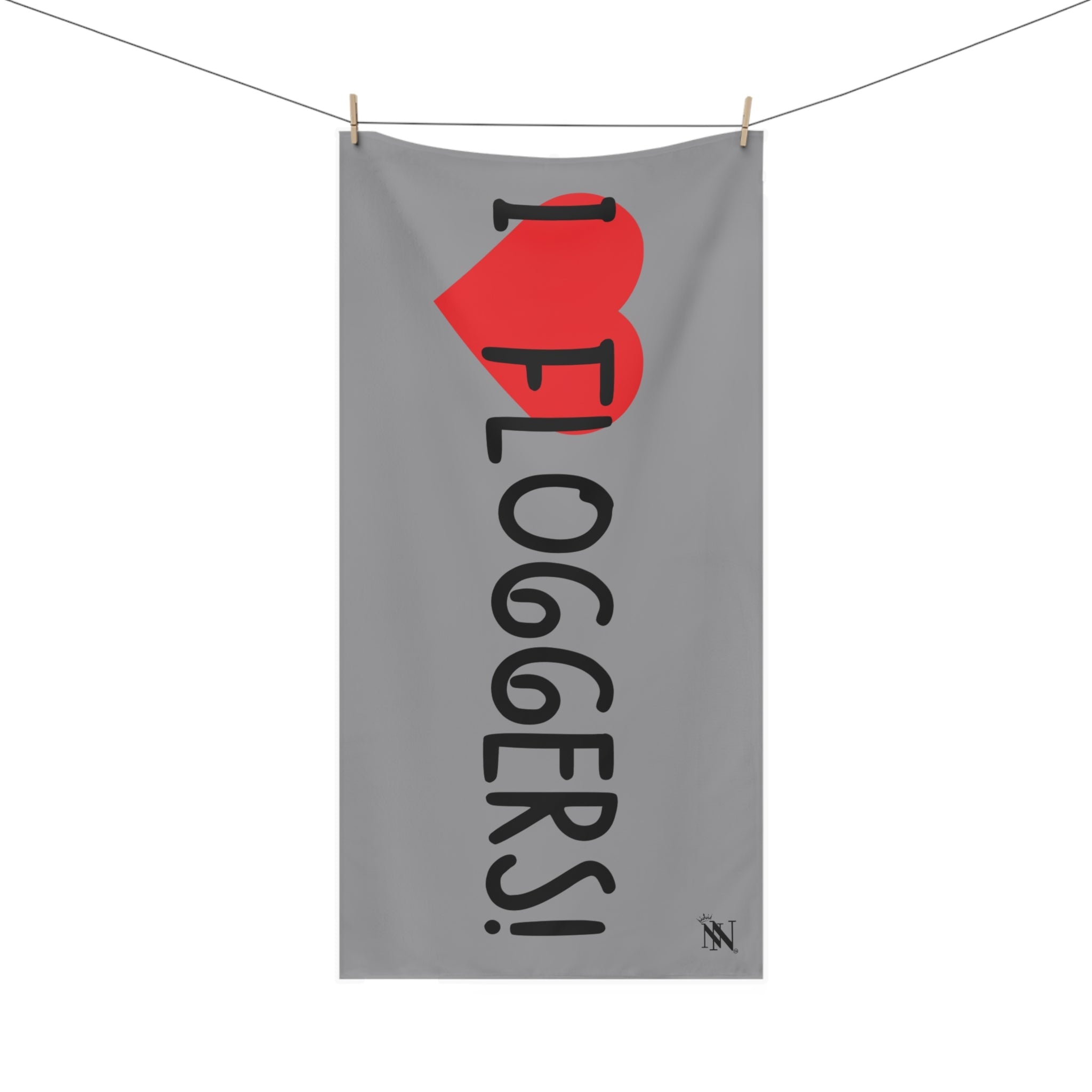I Love Floggers! Grey | Mix & Match XL Fun-Flirty Lovers’ Towels