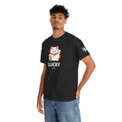 Lucky In Bed Beckoning Cat | Mix & Match Cotton Unisex Fun-Flirty Lovers’ T-Shirts