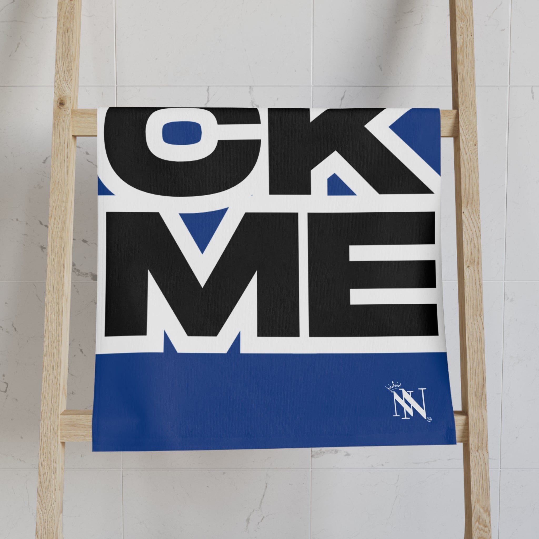 SUCK ME Block Letter Blue Cum Towel