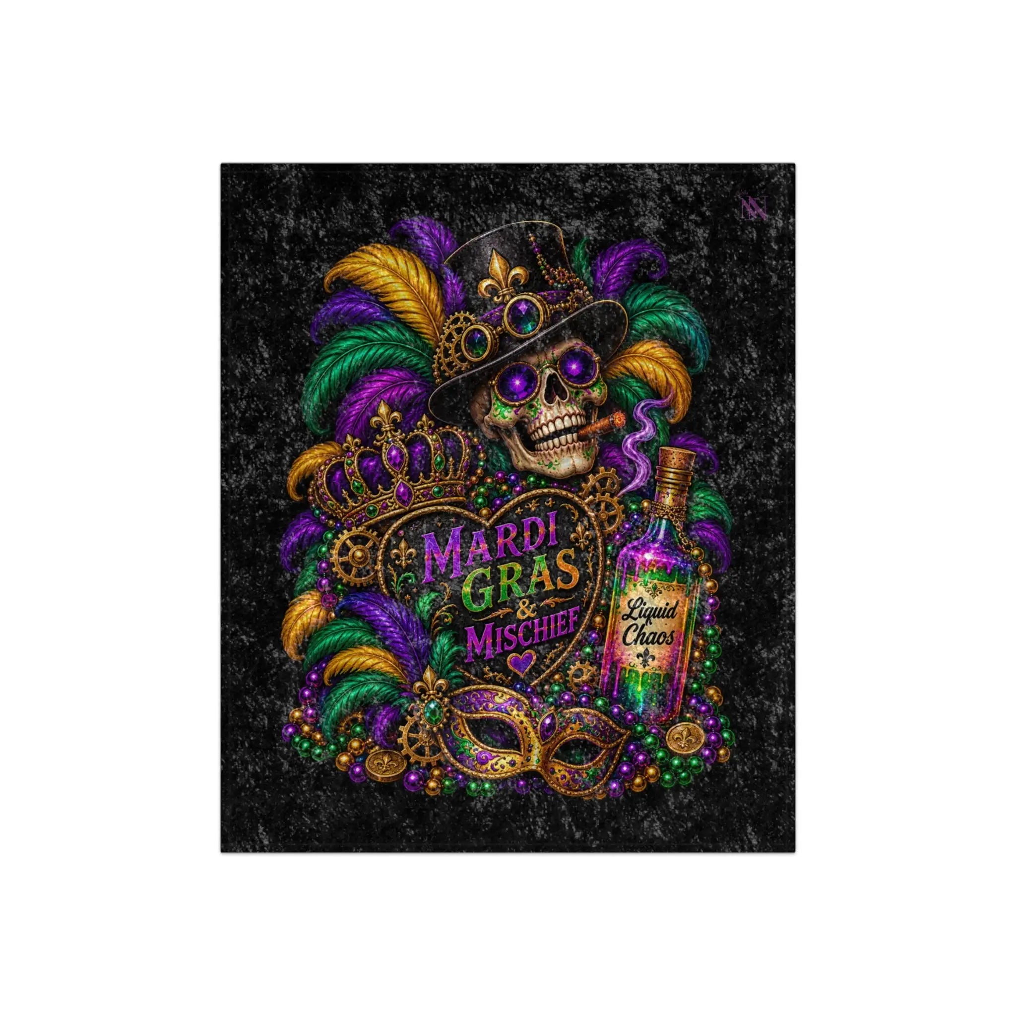 Mardi Gras & Mischief Skull Crushed Velvet Blanket