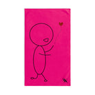 Stick Man Heart Balloon Signature Pink Cum Towel