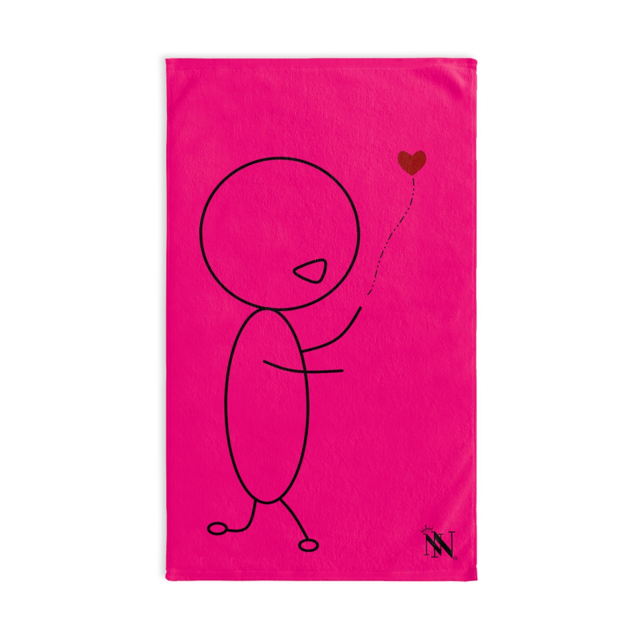 Stick Man Heart Balloon Signature Pink Cum Towel