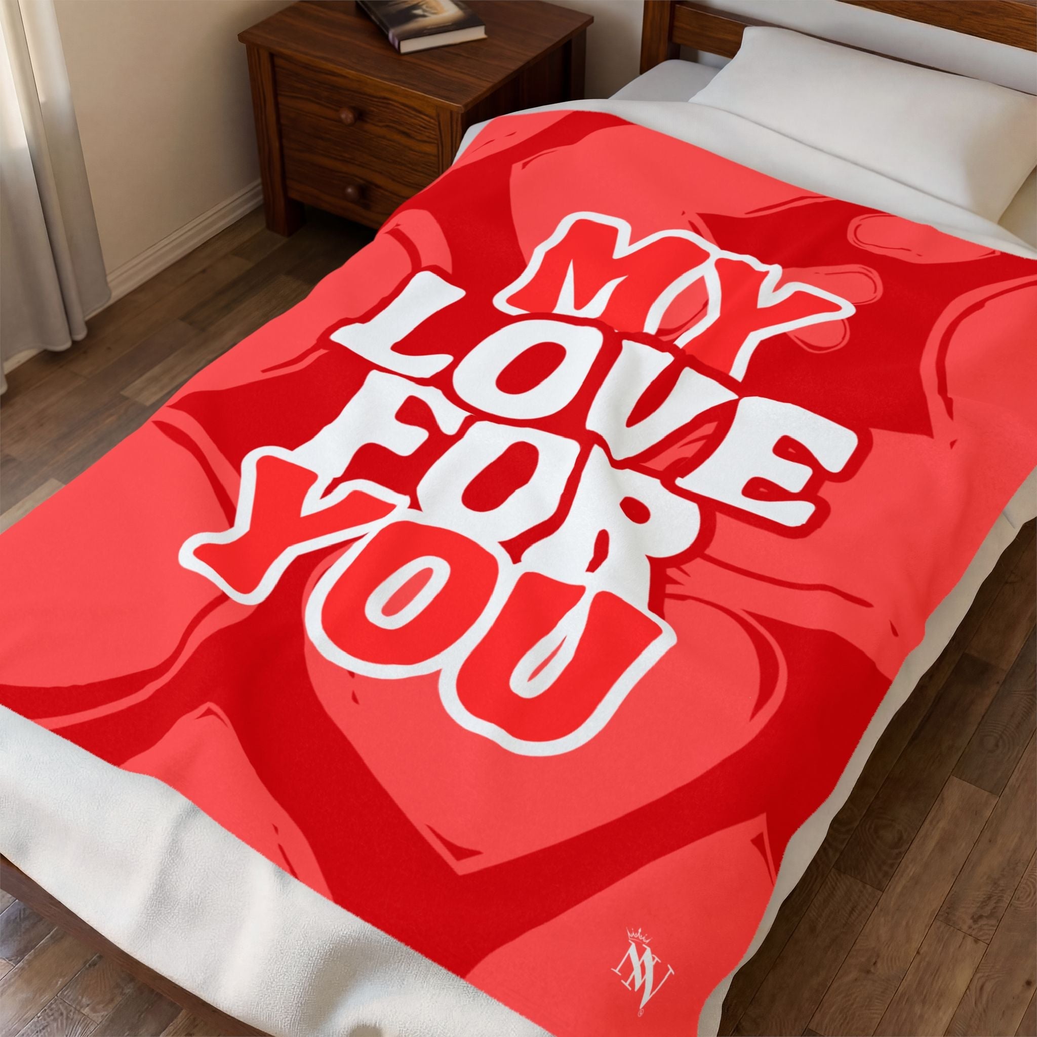 My Love for You Heart Pattern Romantic Lovers Gifts Blanket