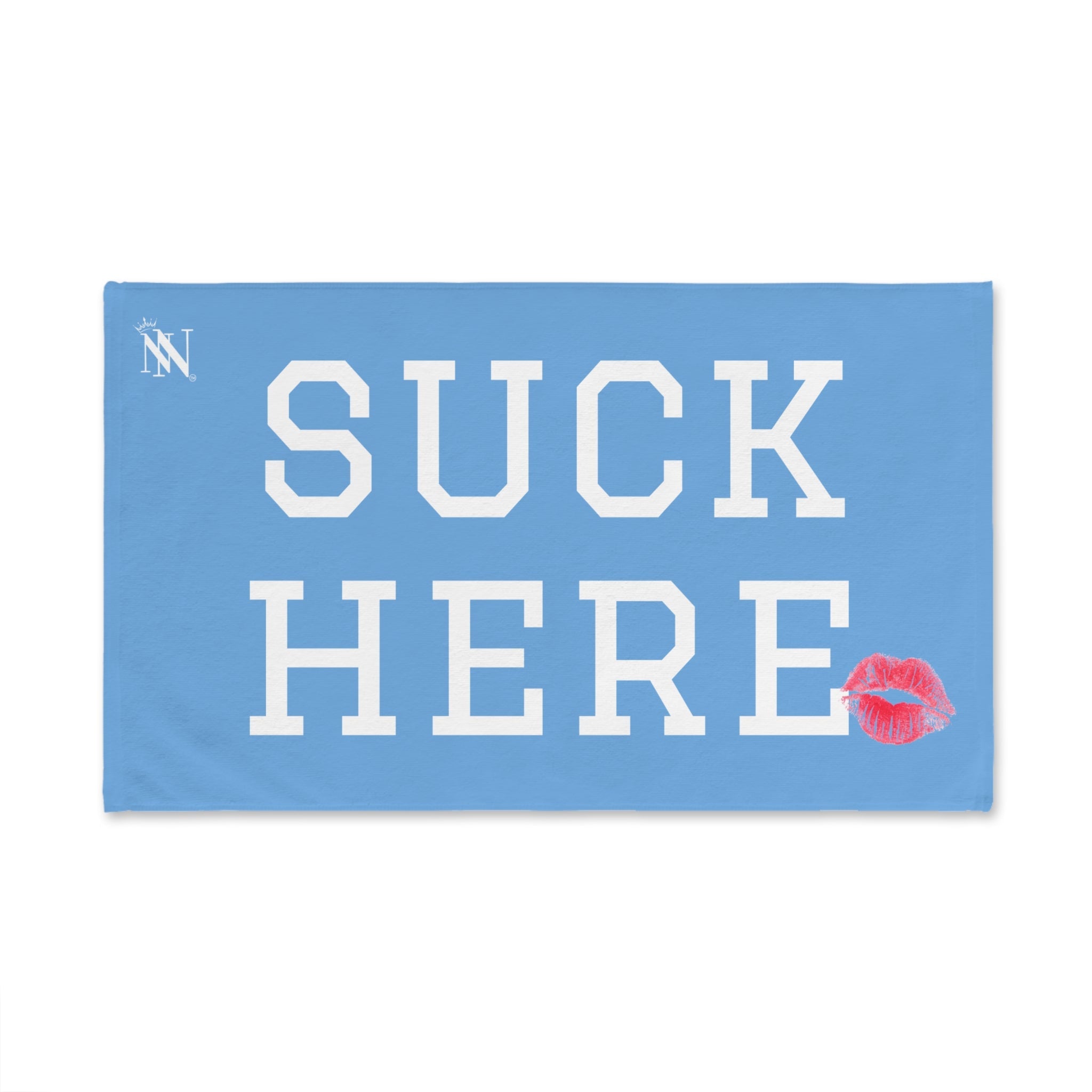 Suck Here Lips Kiss Light Blue | Mix & Match Original Fun-Flirty Lovers’ Towel