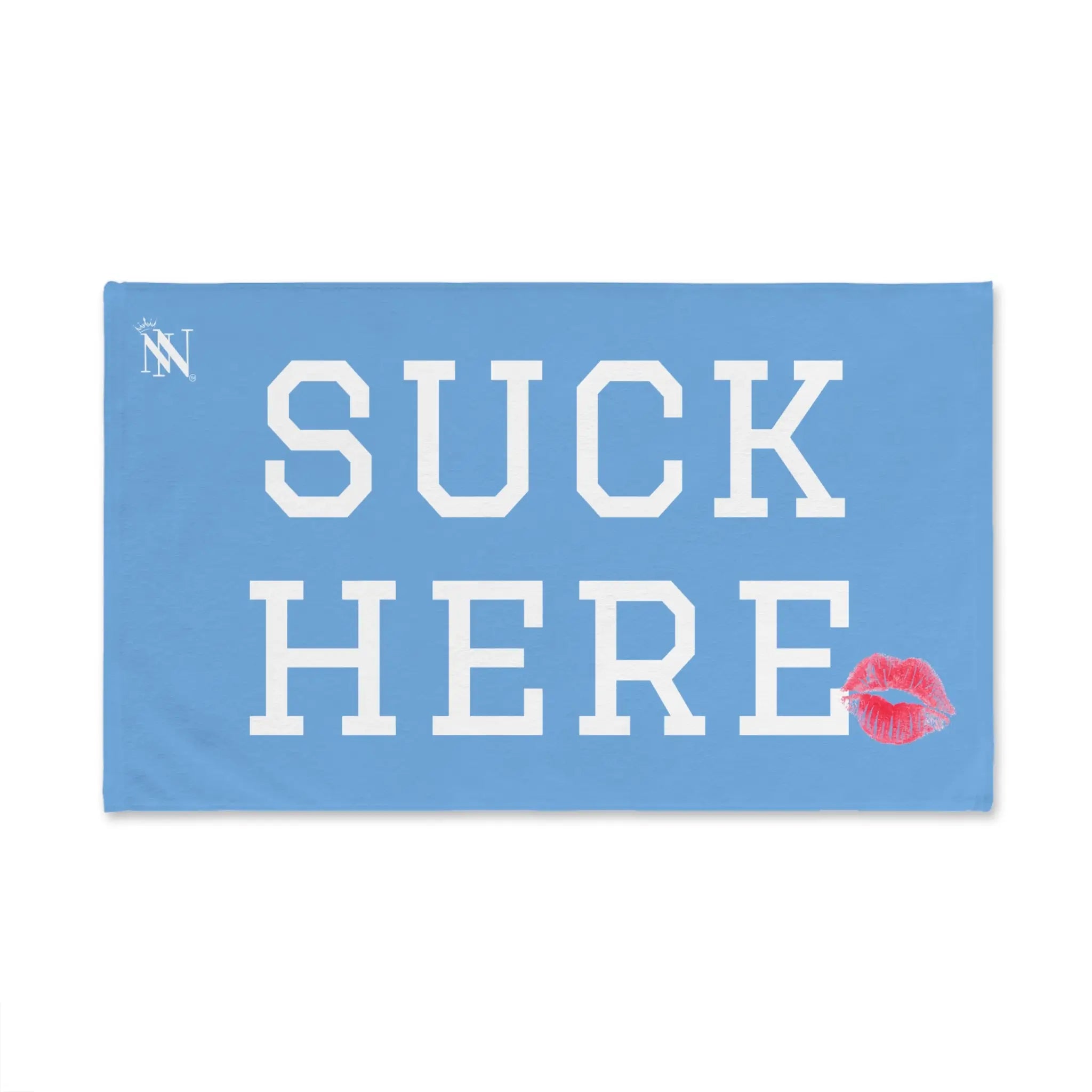 Suck Here Lips Kiss Light Blue | Mix & Match Original Fun-Flirty Lovers’ Towel