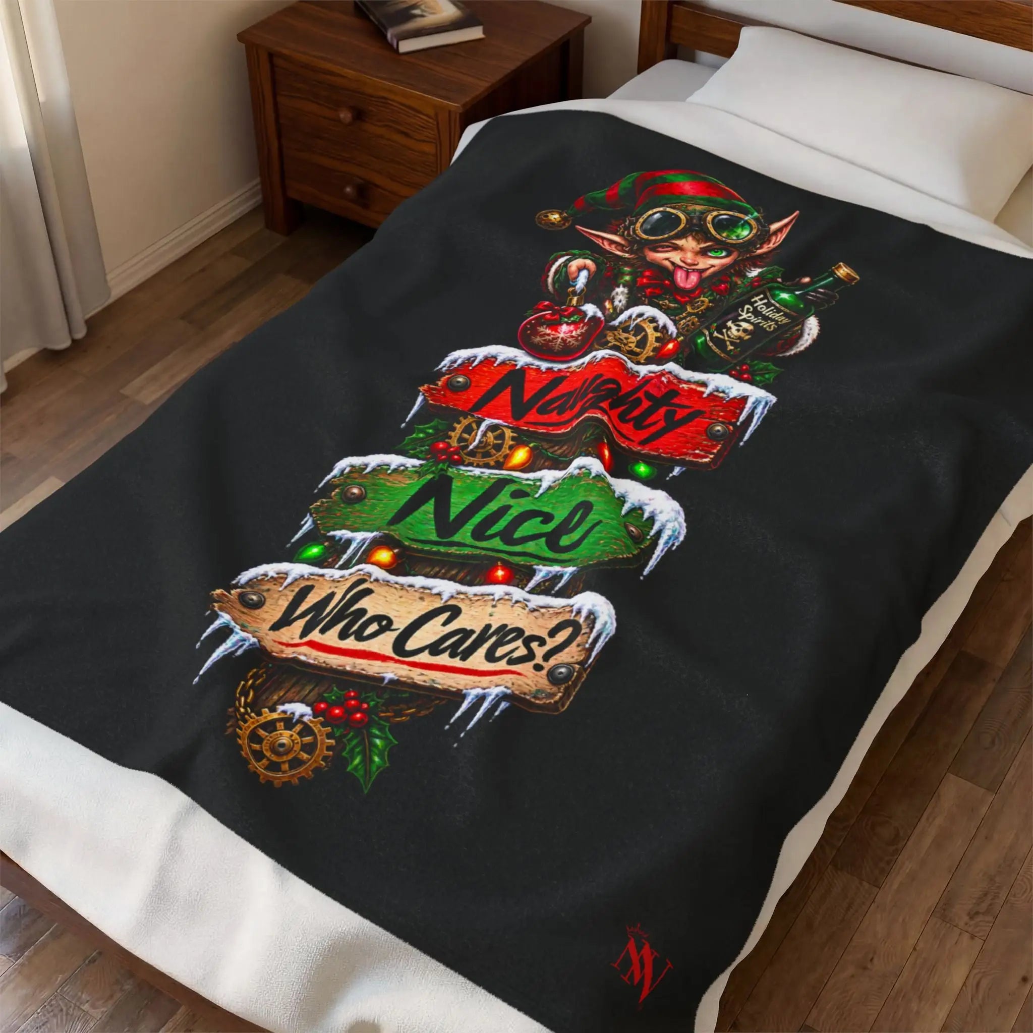 Naughty Nice Who Cares? Christmas | Nectar Napkins Fun-Flirty Lovers’ Blankets