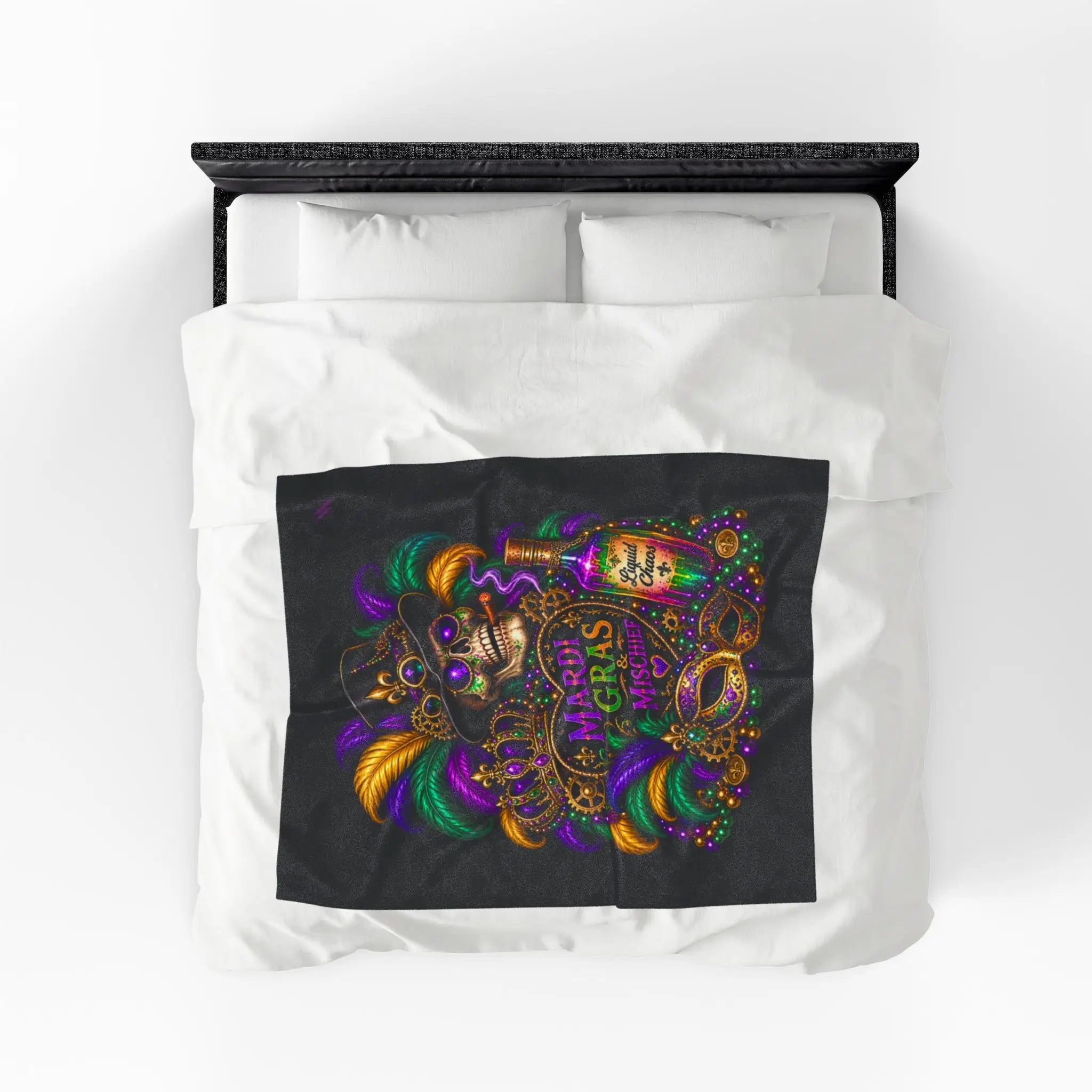 Mardi Gras & Mischief Skull Lovers’ Blanket