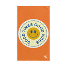 Good Times Good Vibes Happy Face Bright Orange Cum Towel