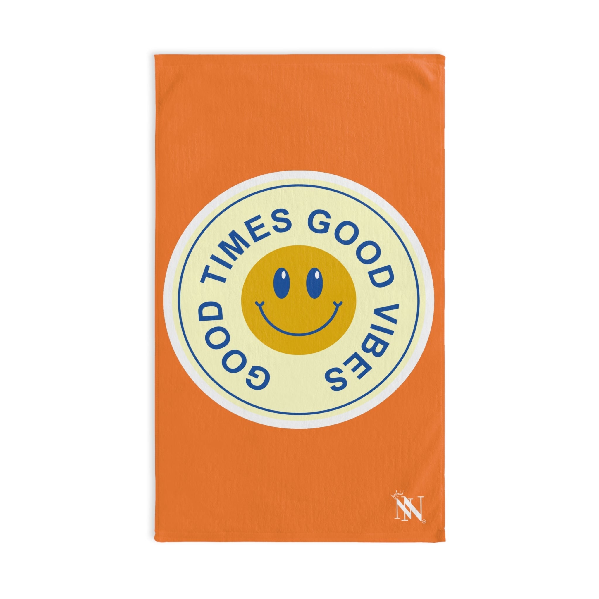 Good Times Good Vibes Happy Face Bright Orange Cum Towel